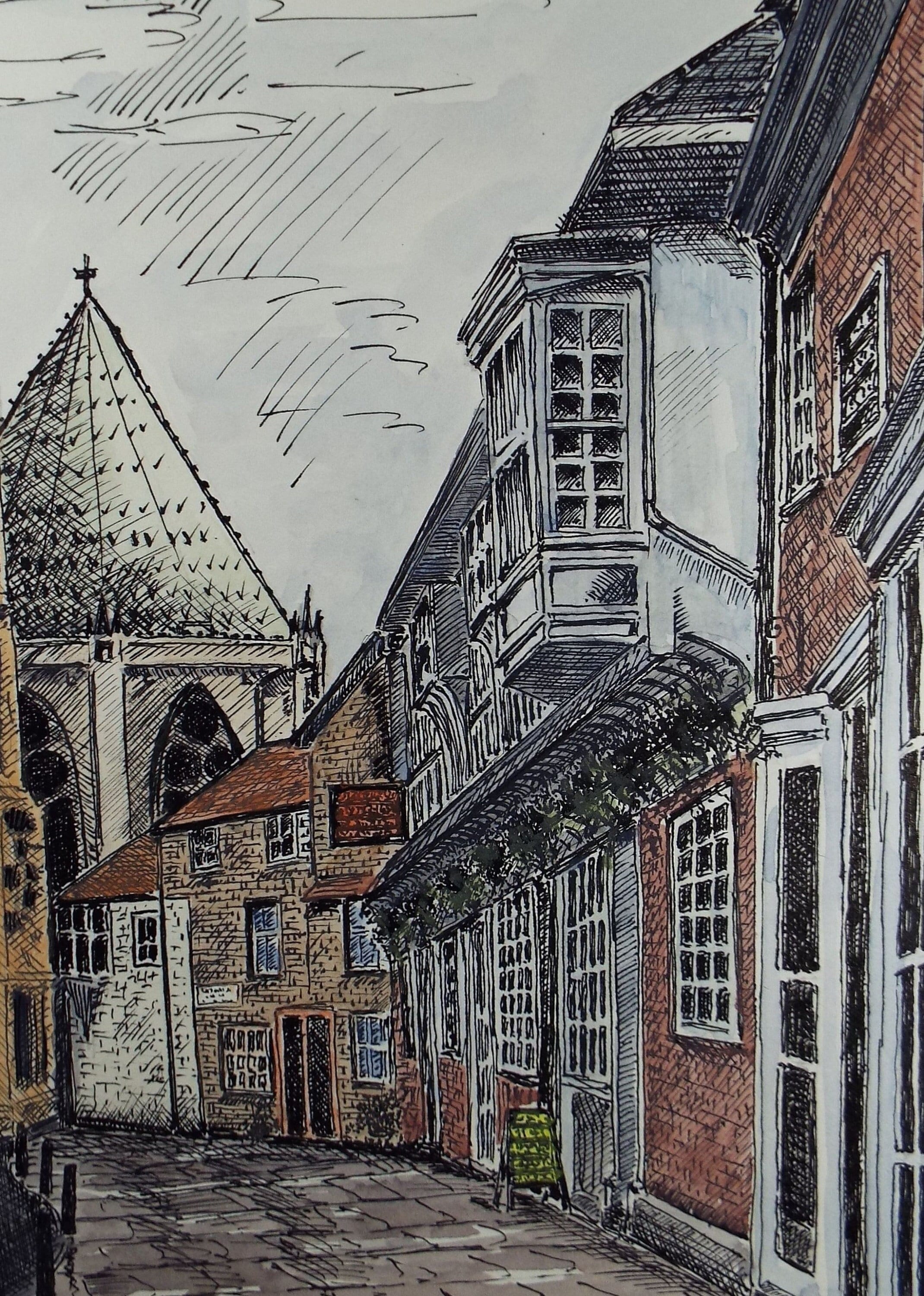 Original Pen and Ink, 'Minster Road, York', circa 1980's, Artist Unknown