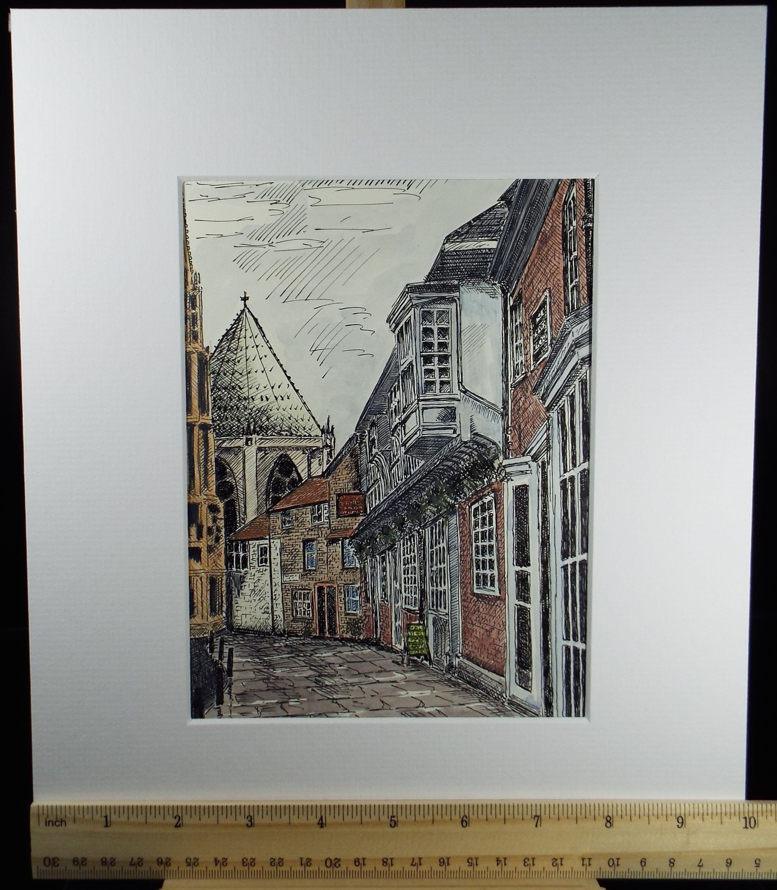 Original Pen and Ink, 'Minster Road, York', circa 1980's, Artist Unknown