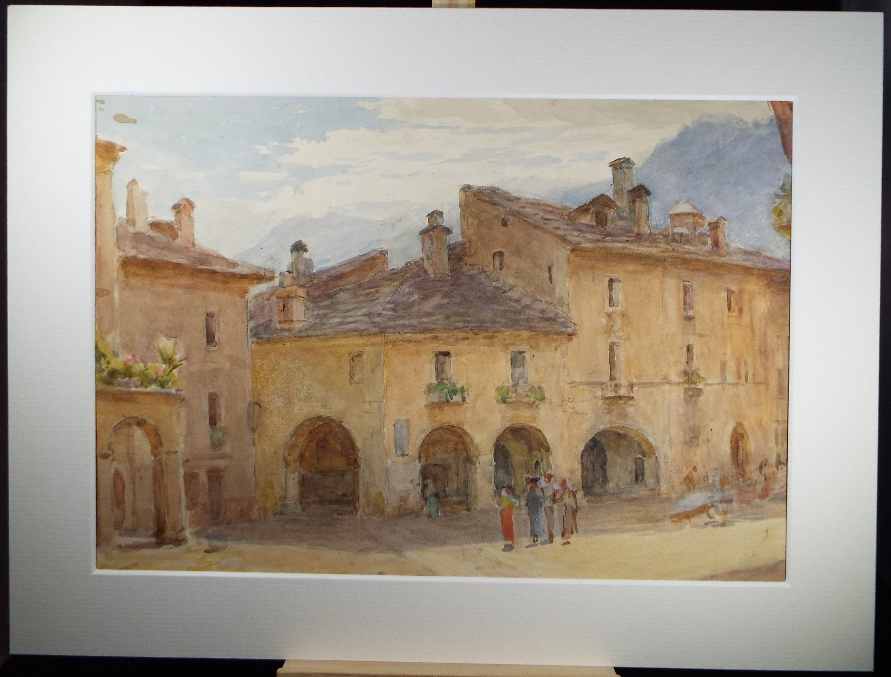 Original Watercolour, 'Continental Street with Figures', Circa 1950's, C R Chase (1898-1988)