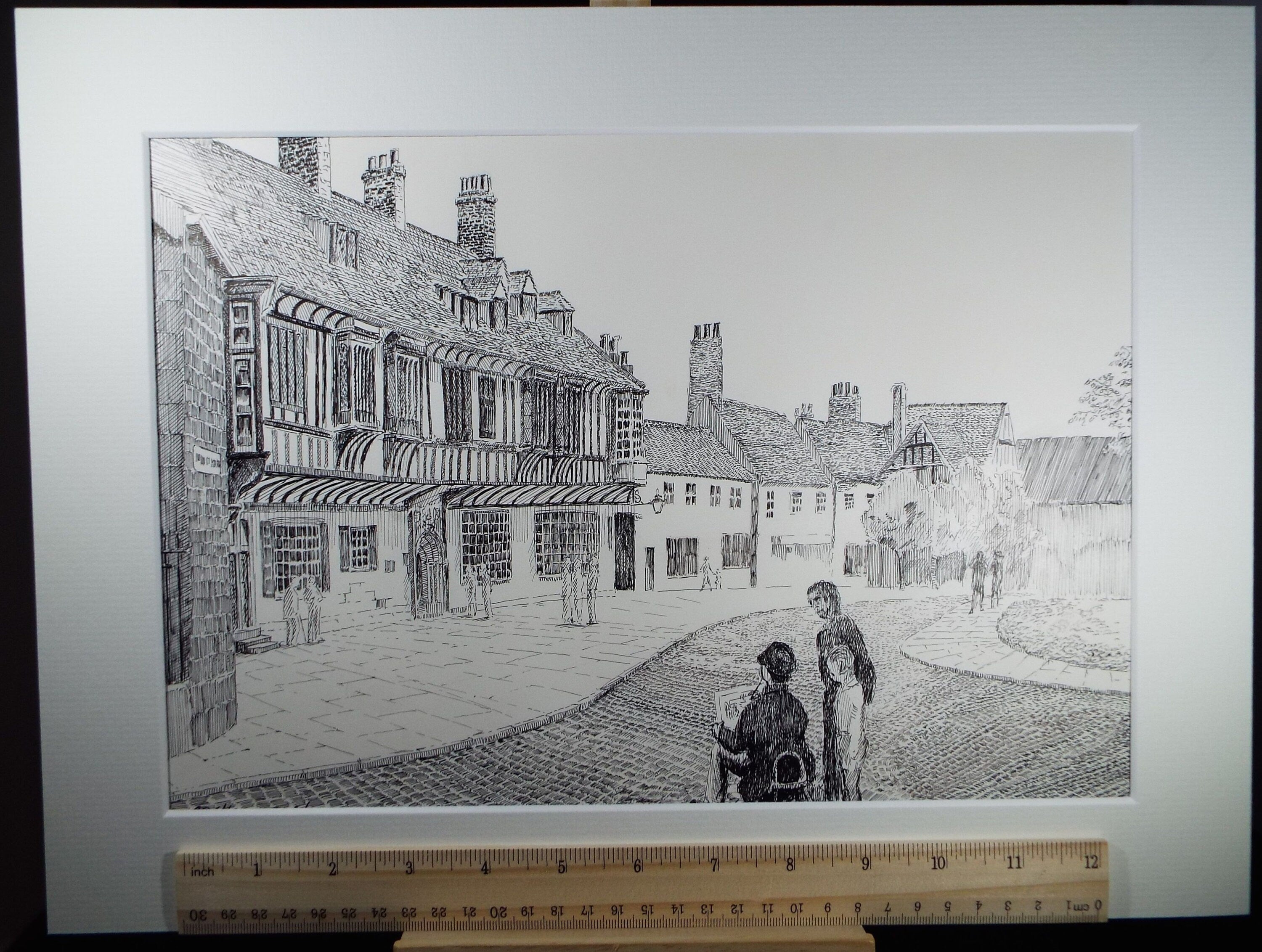 St William's College, York, Original pen and ink, dated 1980, E F Heathfield