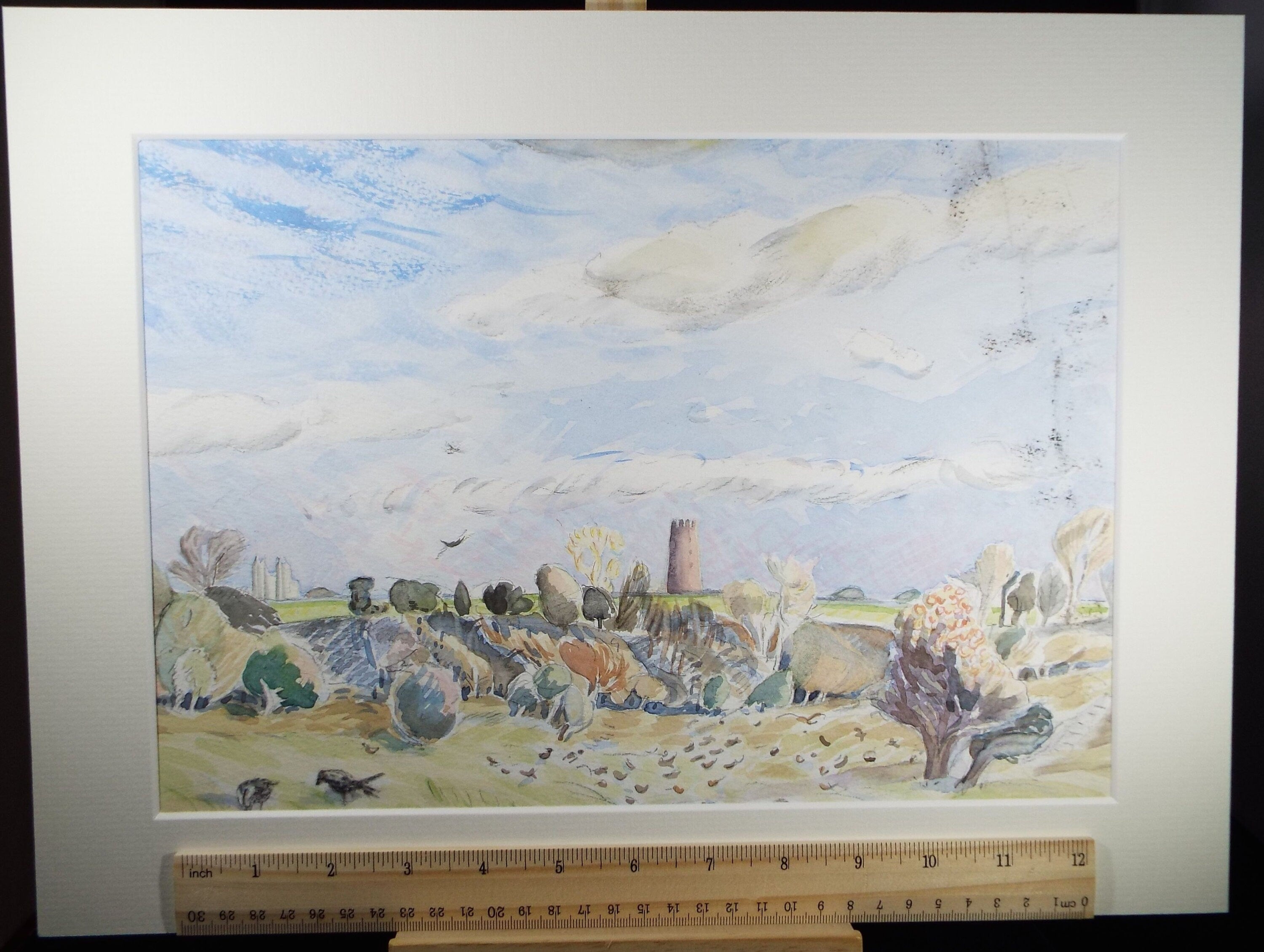 Original Watercolour, 'Landscape with Distant Towers', Dated 1999, M E Cross