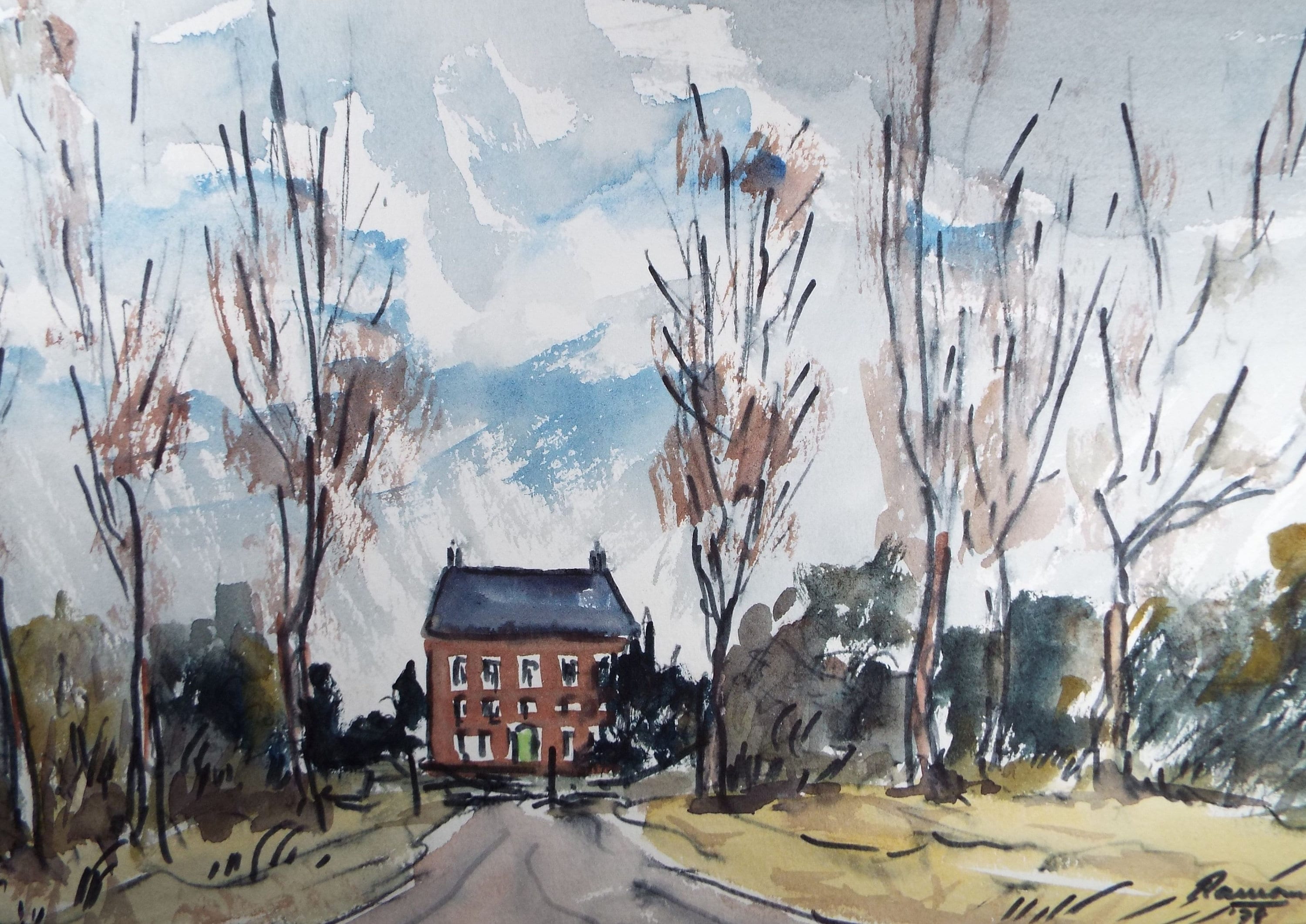 Original Watercolour, 'A Country House, Dated 1978, Artist Unknown