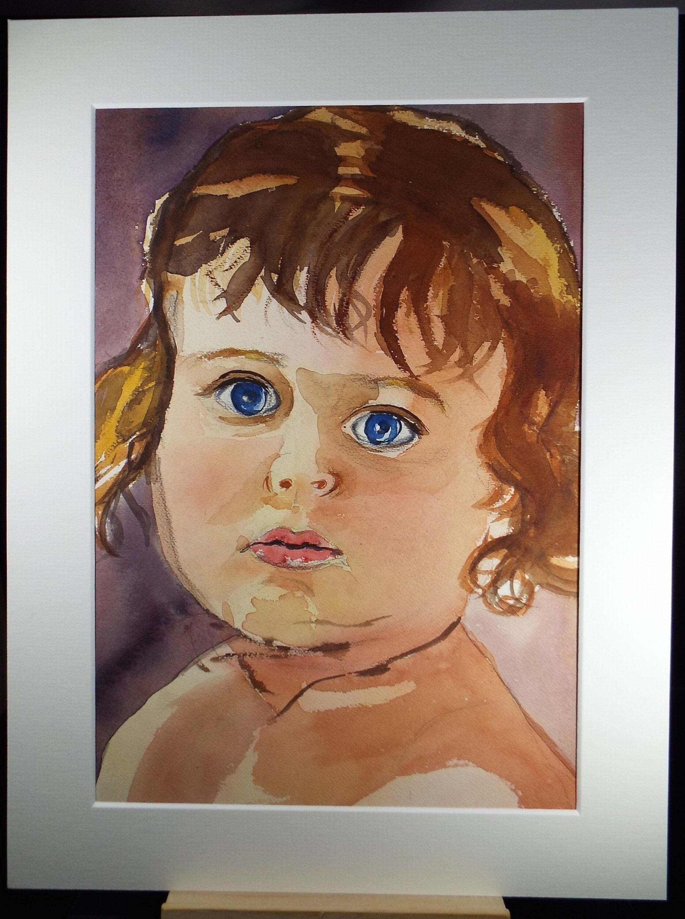 Original Watercolour, 'Portrait of a young child', Circa 1970's, Artist unknown