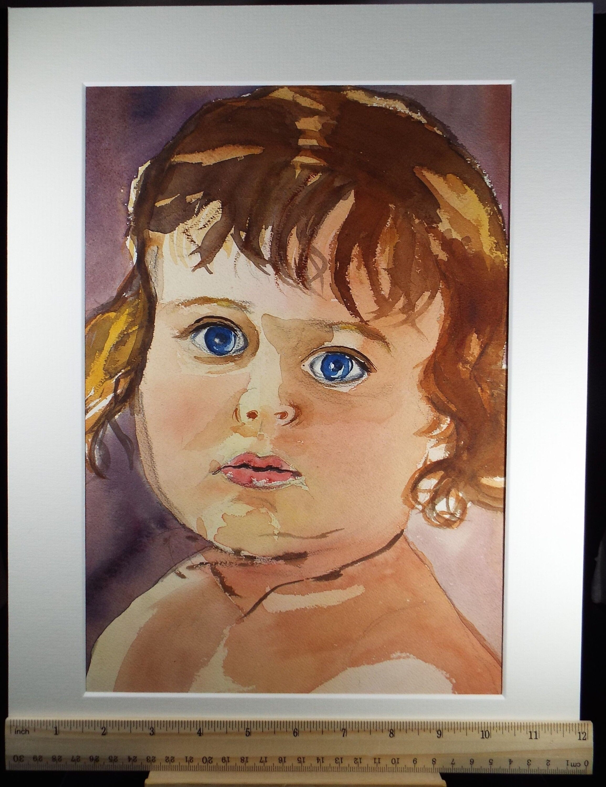 Original Watercolour, 'Portrait of a young child', Circa 1970's, Artist unknown