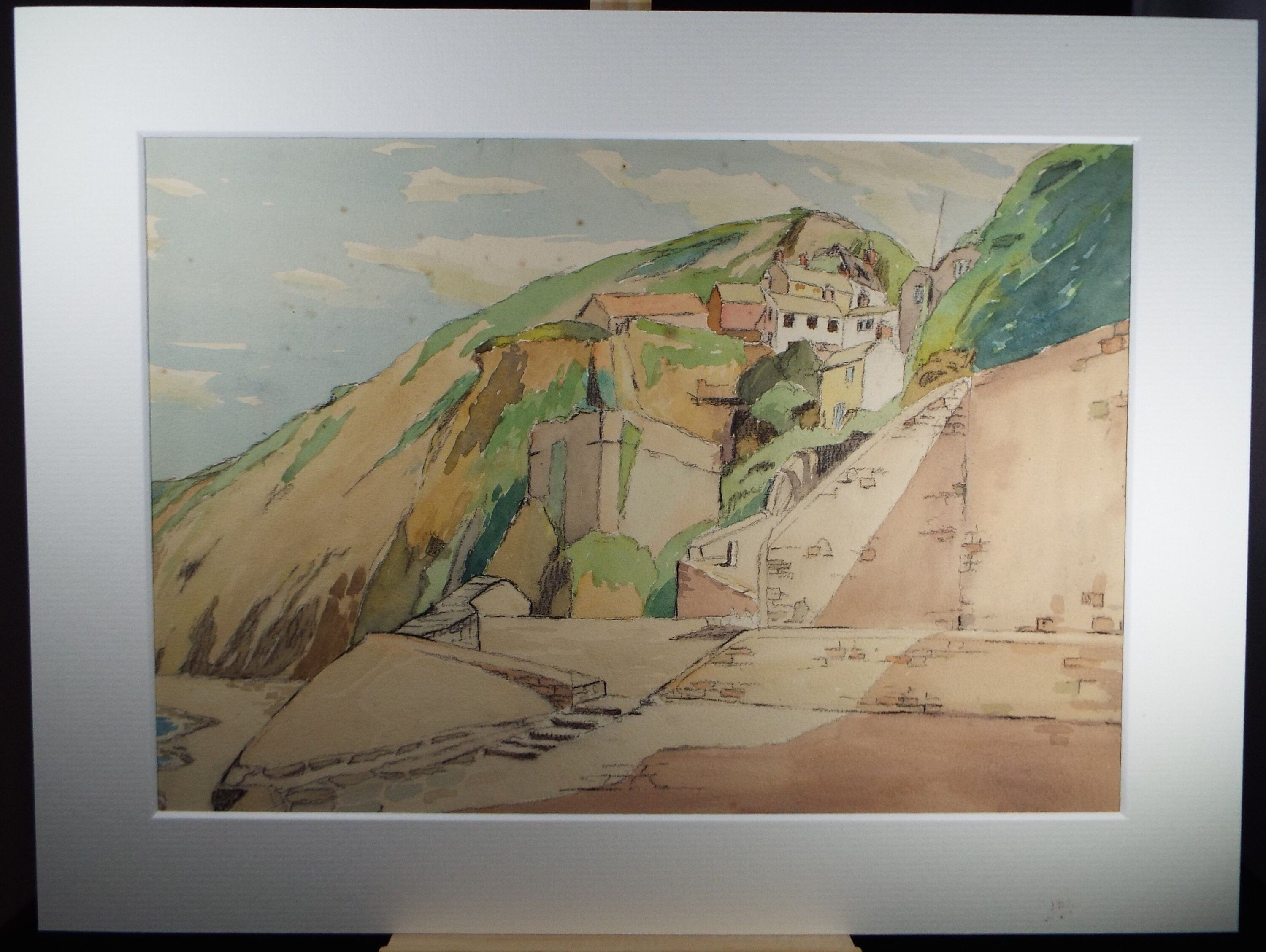 Original Watercolour and Charcoal, 'Cliftop Village', circa 1940's, Frank Harold Read (1881-1860)