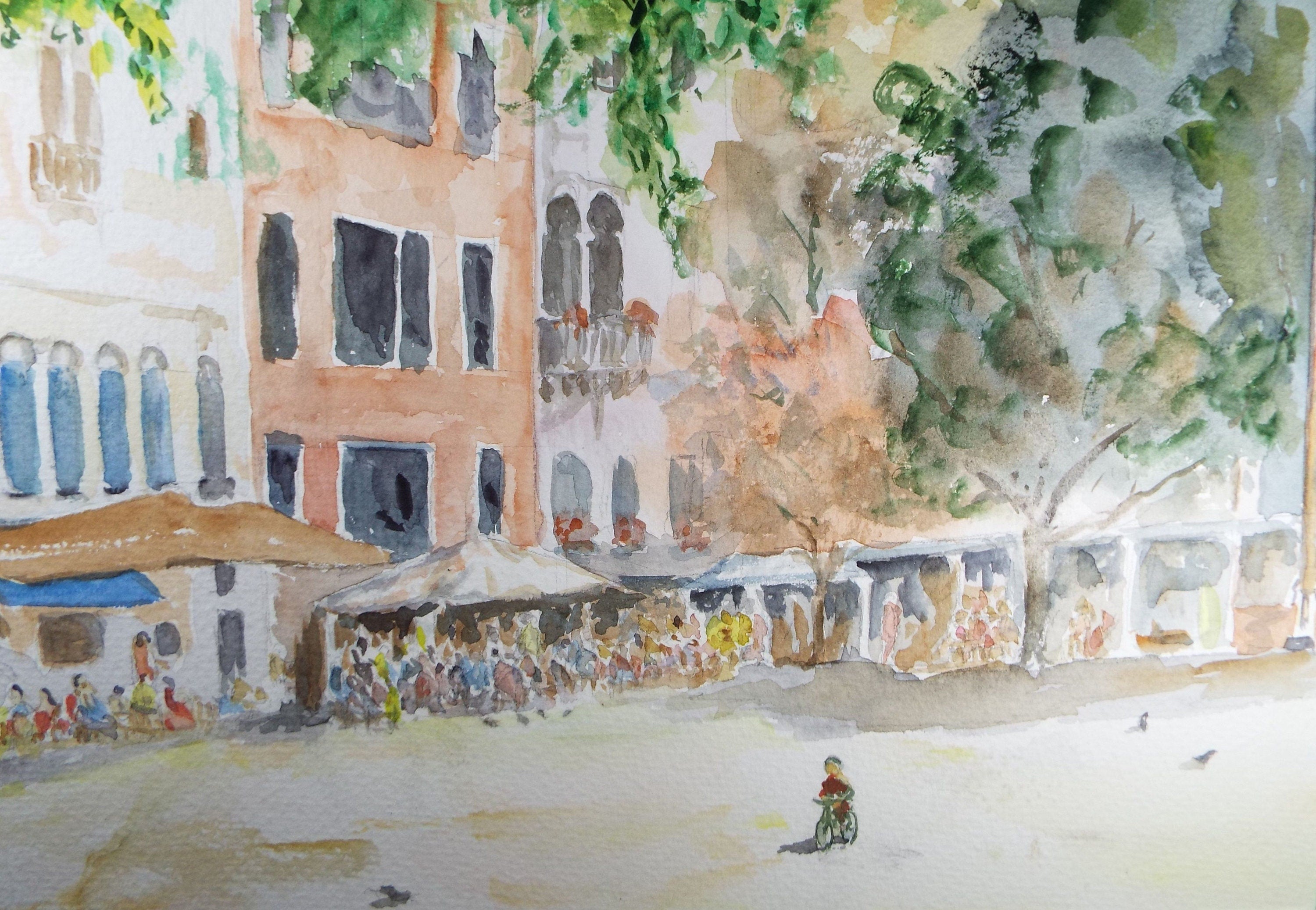 Original Watercolour, 'Campo san Paulo, Venice',Dated 1997, Artist Unknown