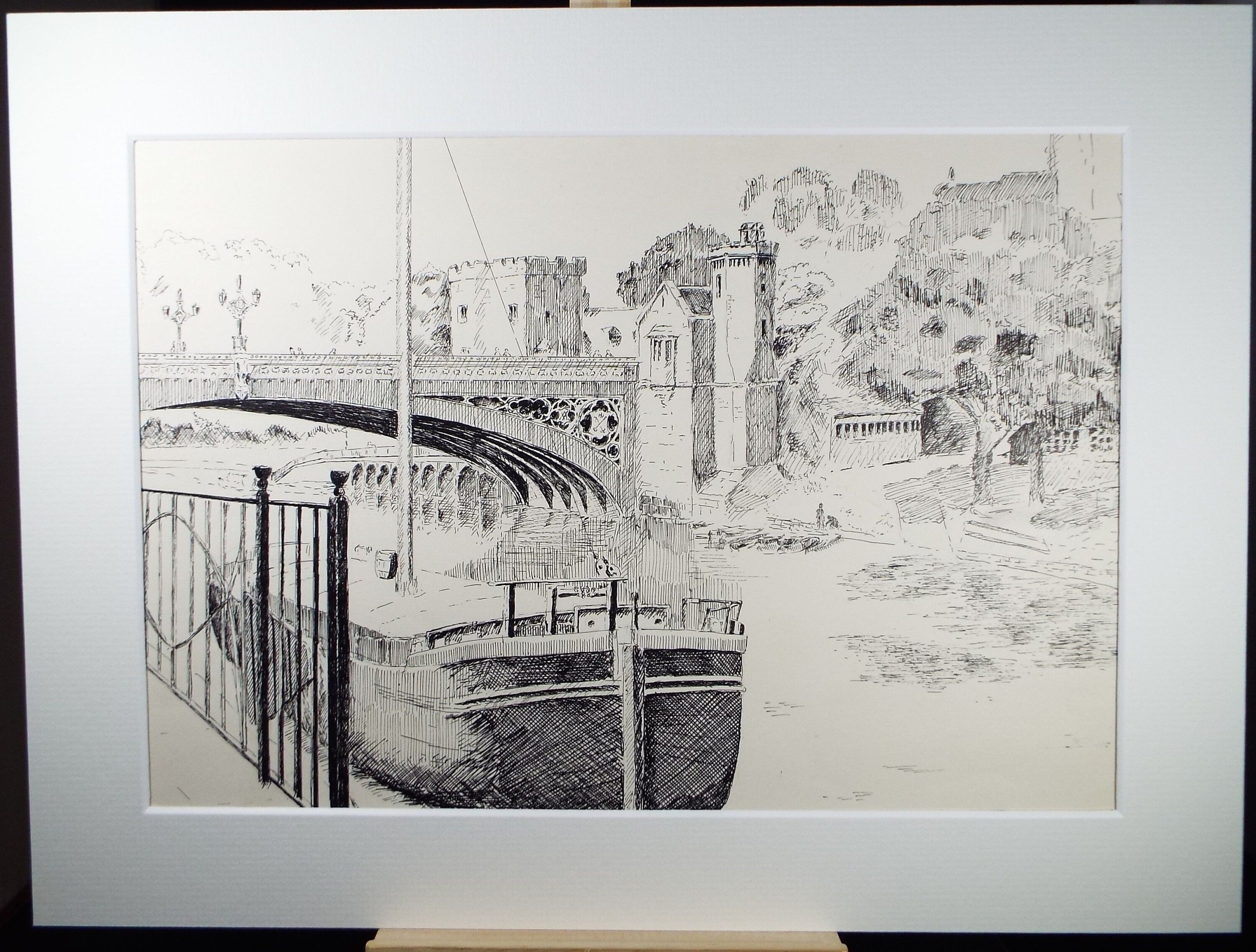 Original pen and ink, 'Humber Keel - Annie Maud', circa 1980, E F Heathfield