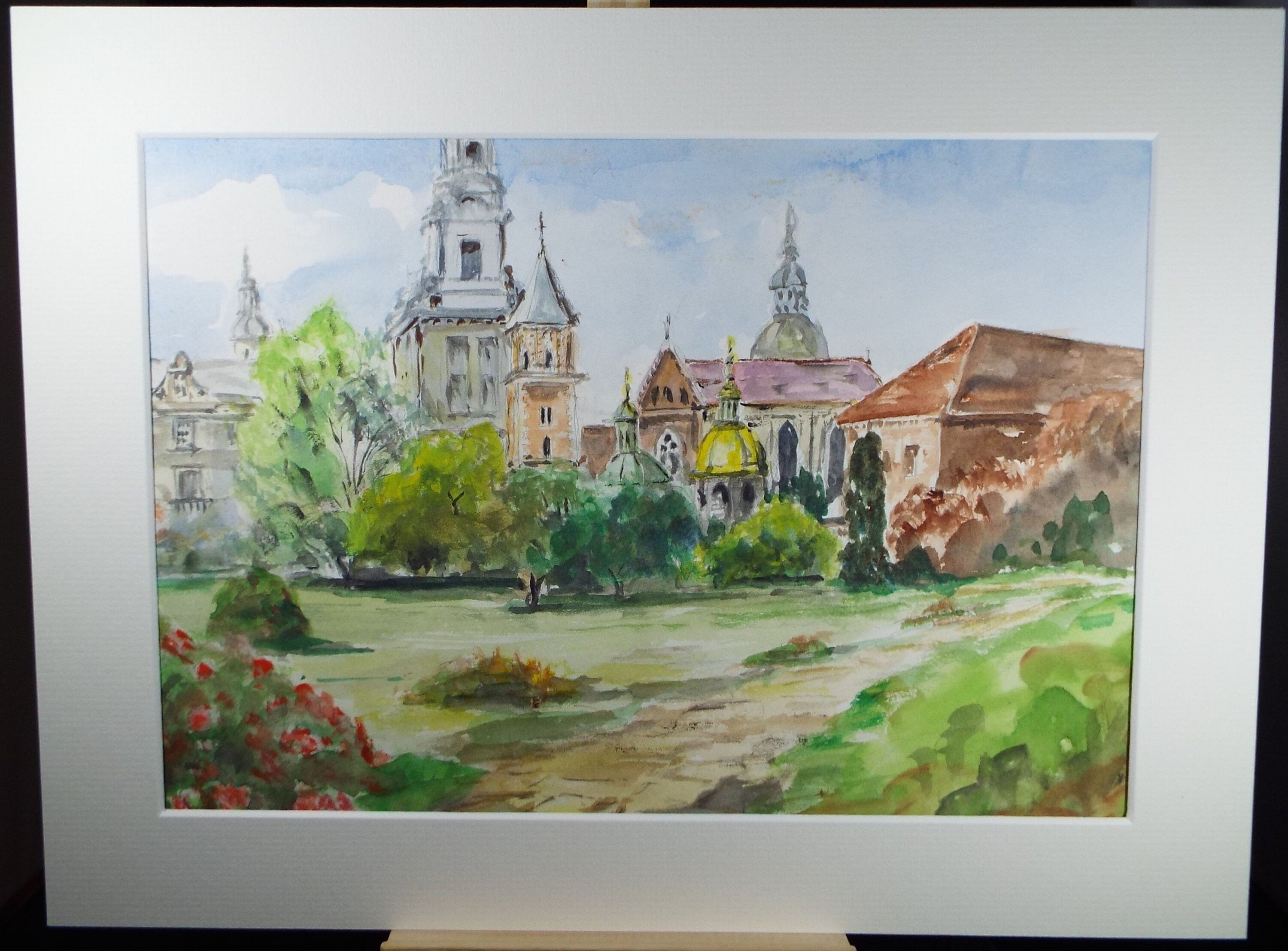 Original Watercolour, 'Krakow Cathedral', dated 1998, Artist Unknown