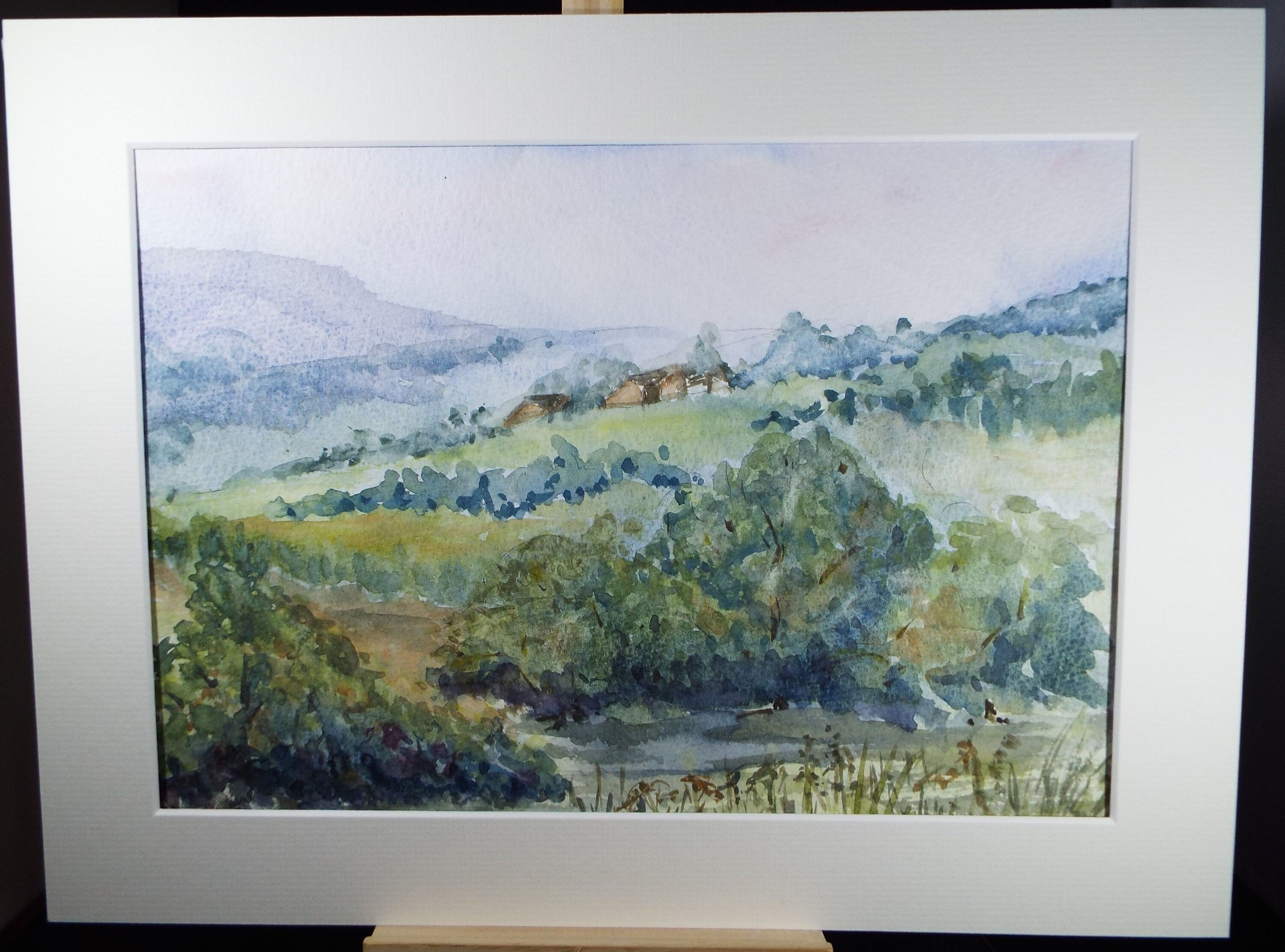 Original Watercolour, 'Green Landscape', c1990's, Artist Unknown