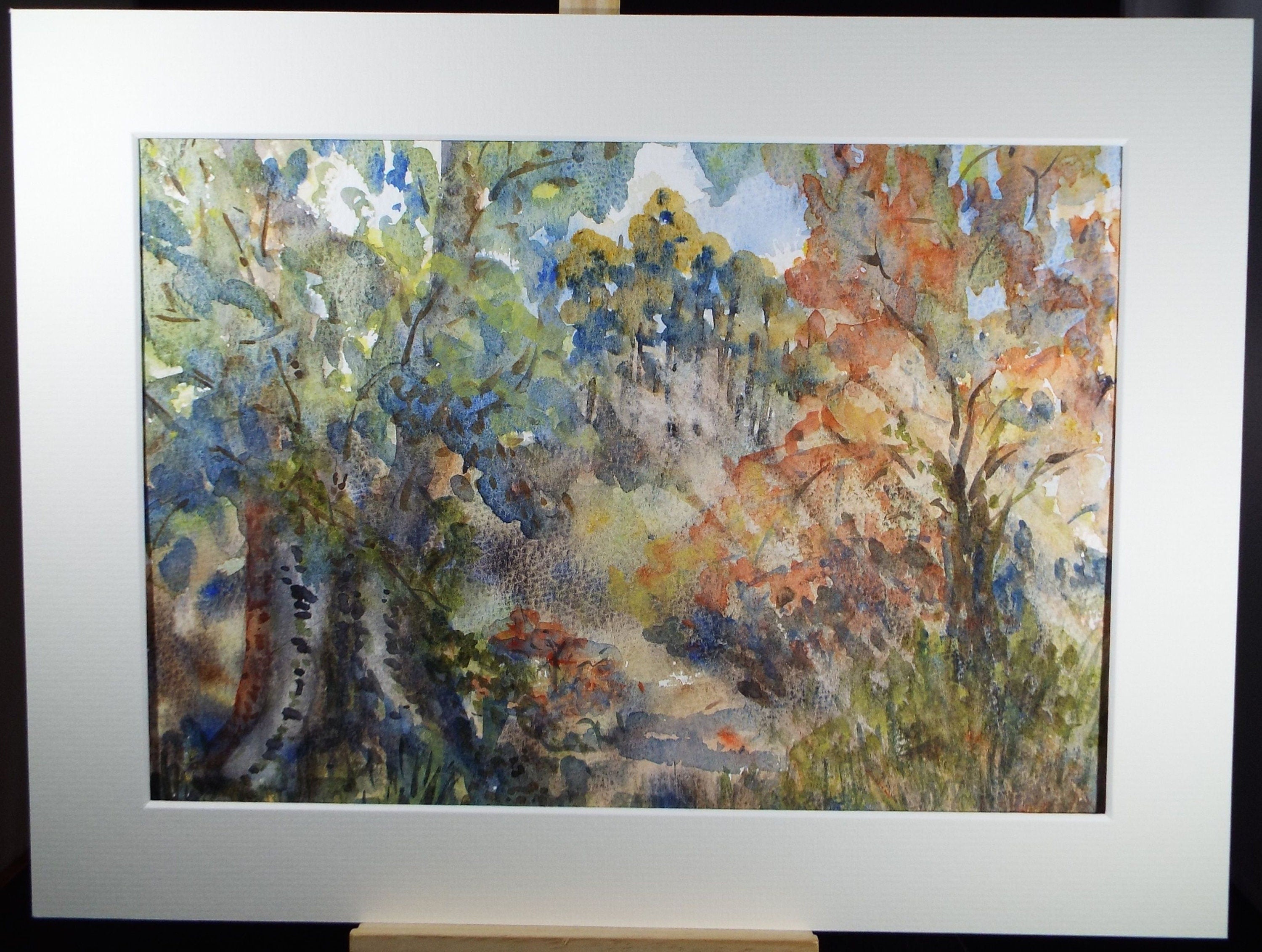 Original Watercolour on Paper, 'Autumn Landscape', circa 1990's, Artist Unknown