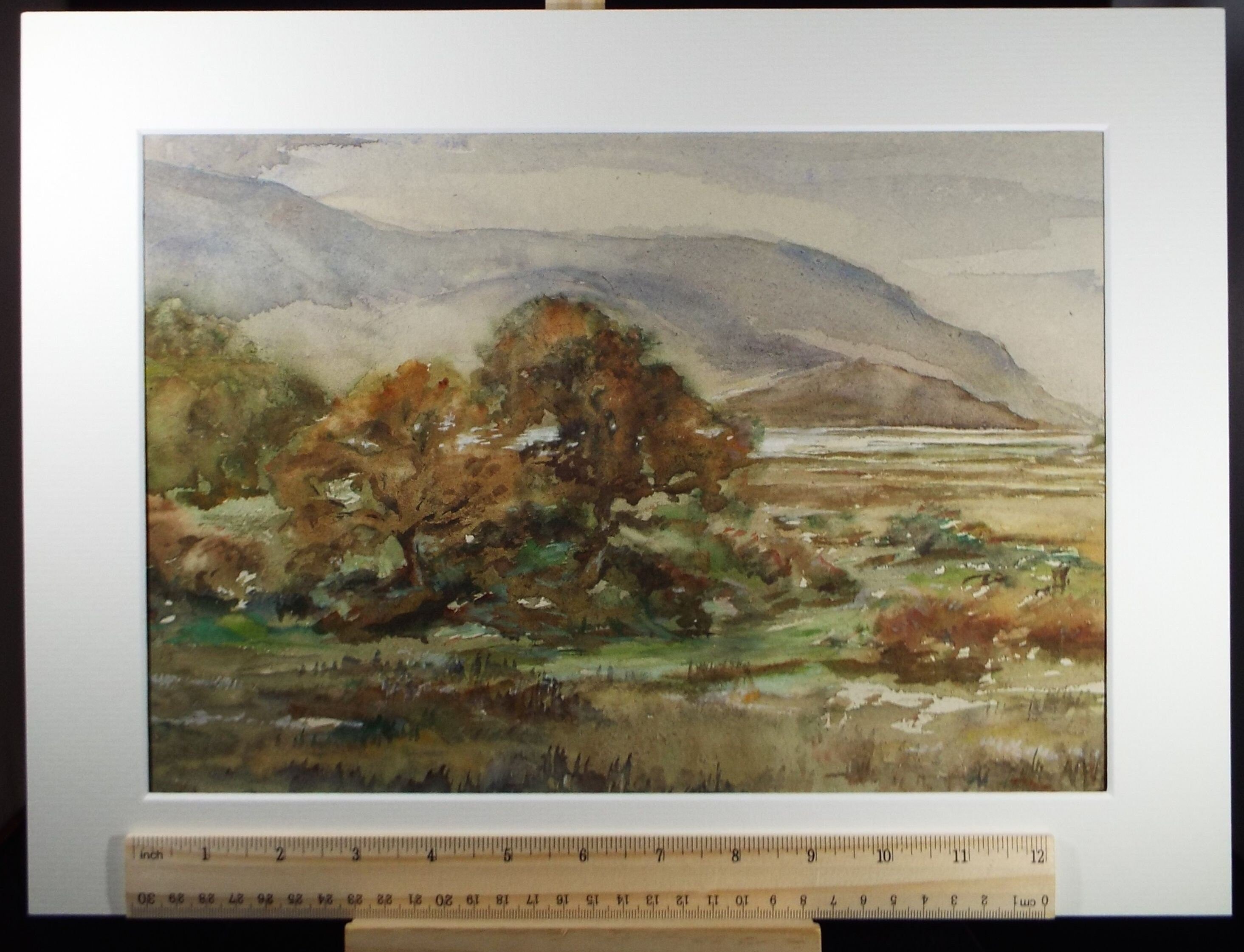 Original Watercolour, 'Autumn Landscape with Distant Hills' , C R Chase (1893-1988), Circa 1950's