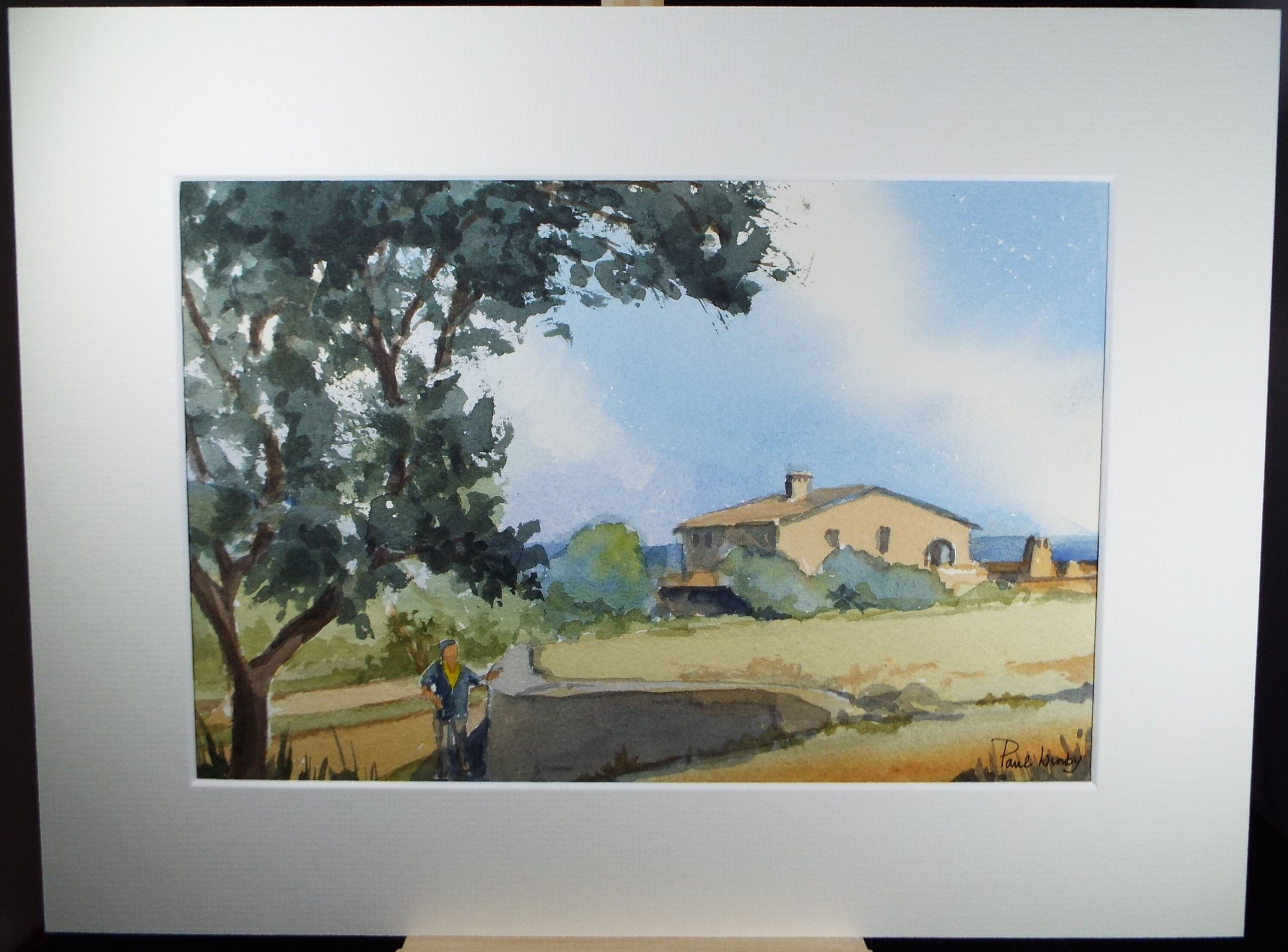 Original Watercolour on Paper, 'Farmhouse with figure', Paul Winby, Circa 1990's