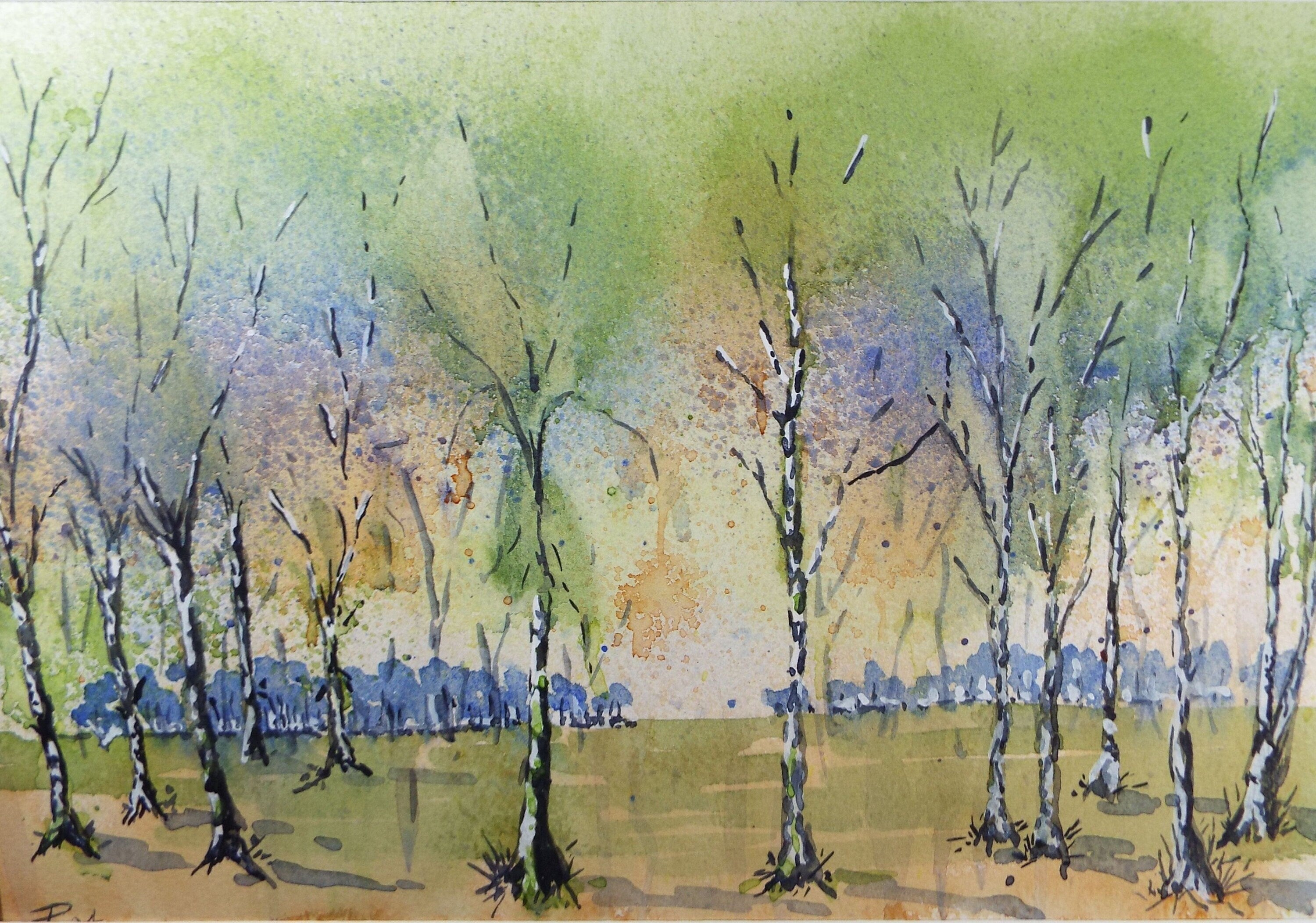 Original Watercolour, 'Stand of Trees', dated 1994, Artist Unknown