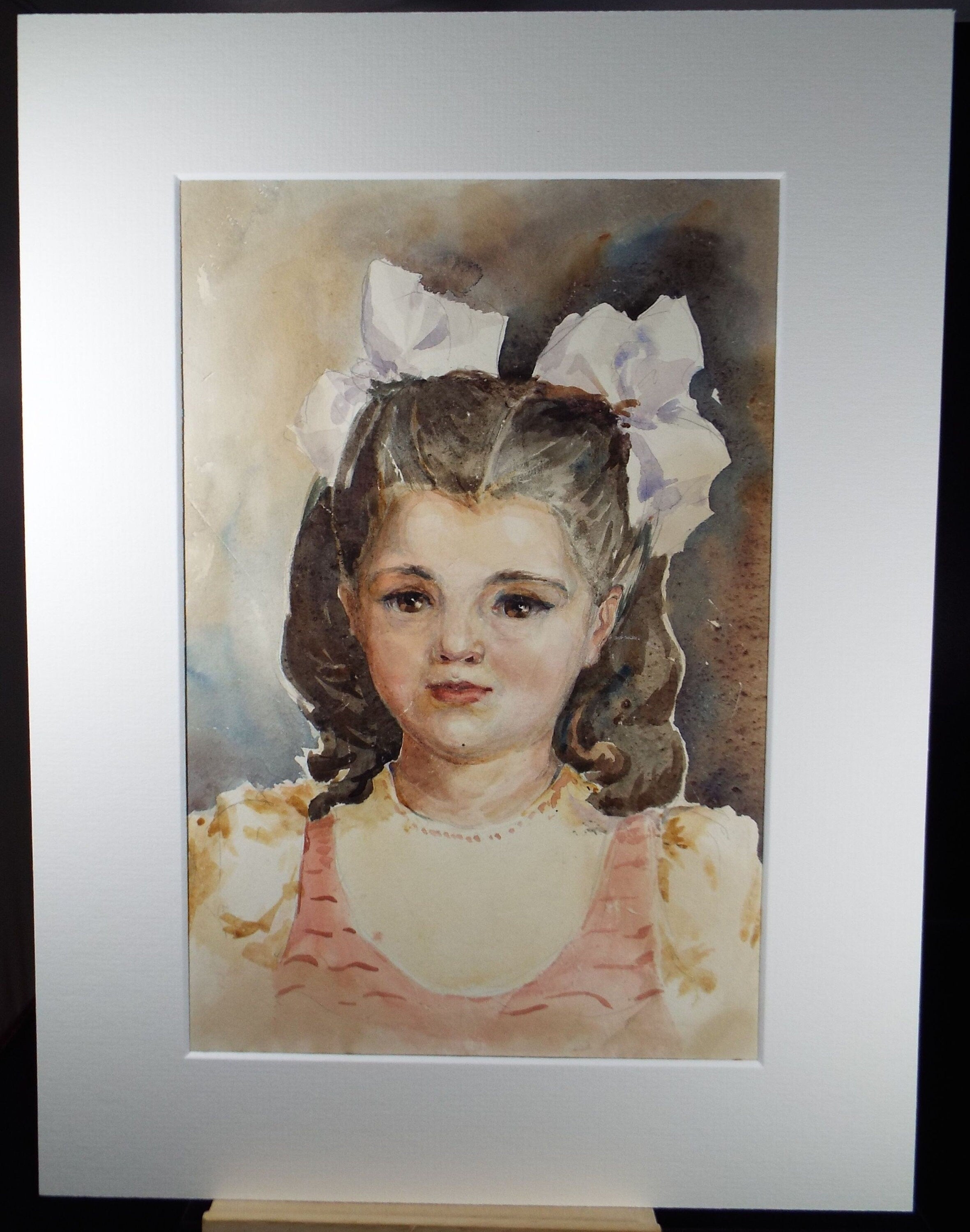 Original Watercolour, 'Portrait of a Girl', Early 20th Century, Artist Unknown