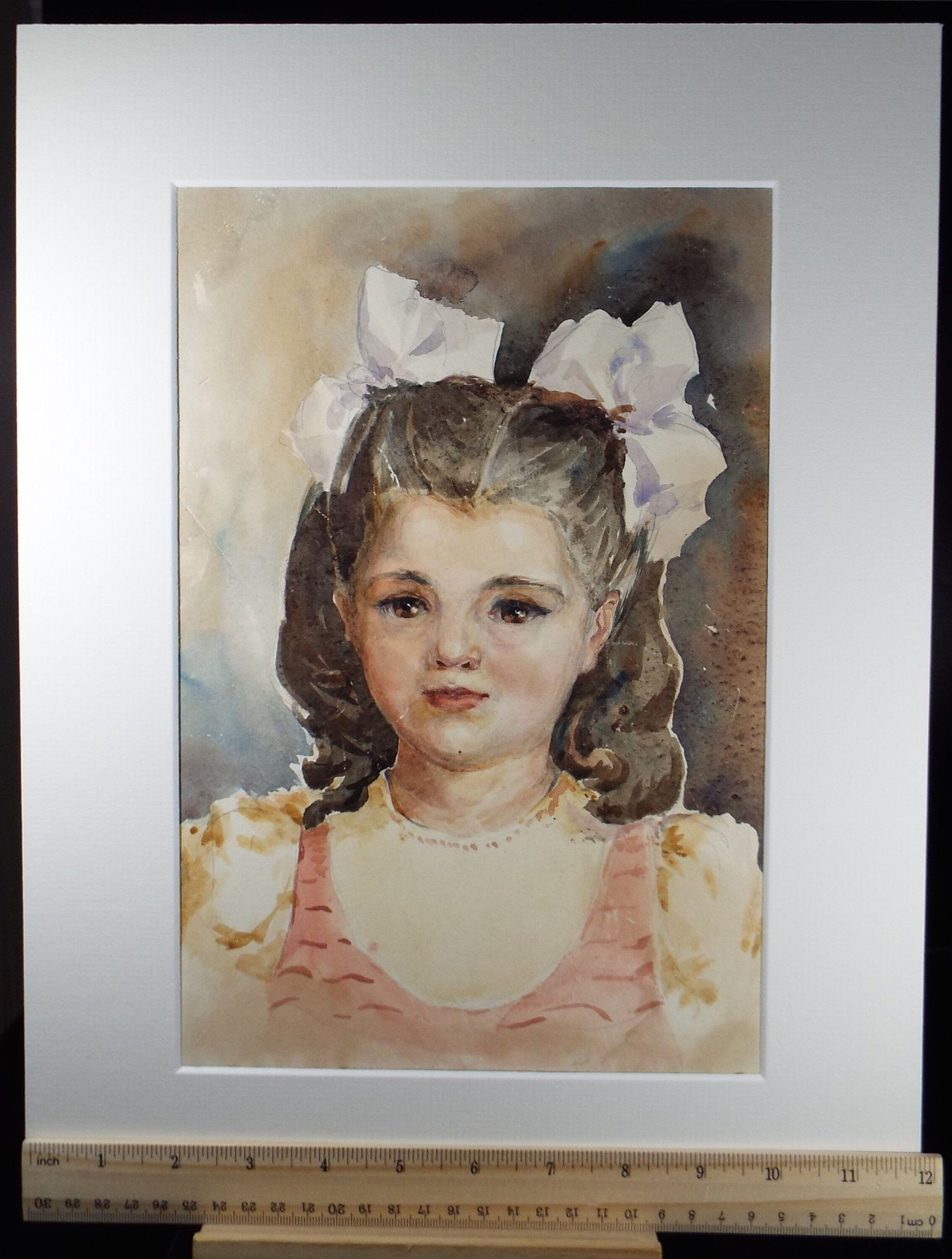 Original Watercolour, 'Portrait of a Girl', Early 20th Century, Artist Unknown