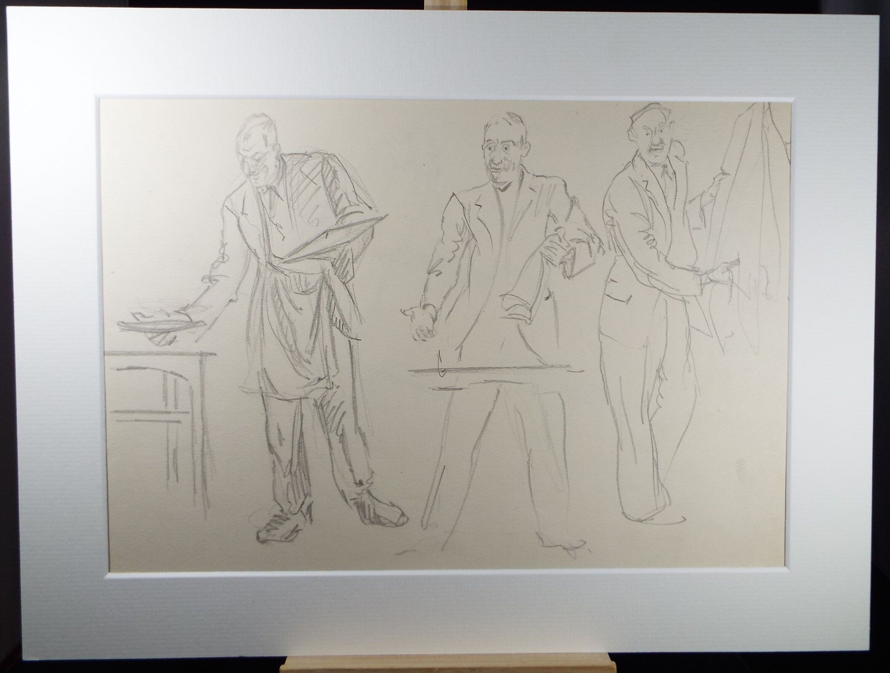 Original Pencil Drawing, 'Figure Studies of waiters', Ivy T. Attwell (20th Century, British)