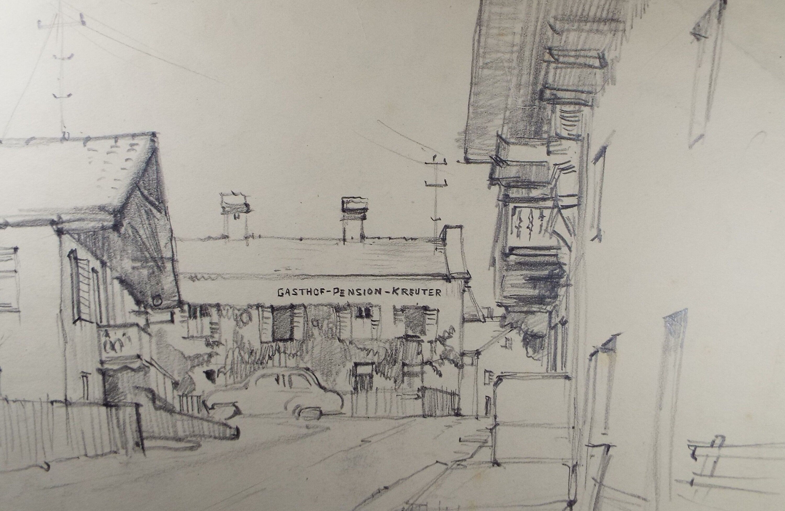 Original Pencil Drawing, 'Austria', Circa 1950's, Douglas Pittuck (1911-1993)