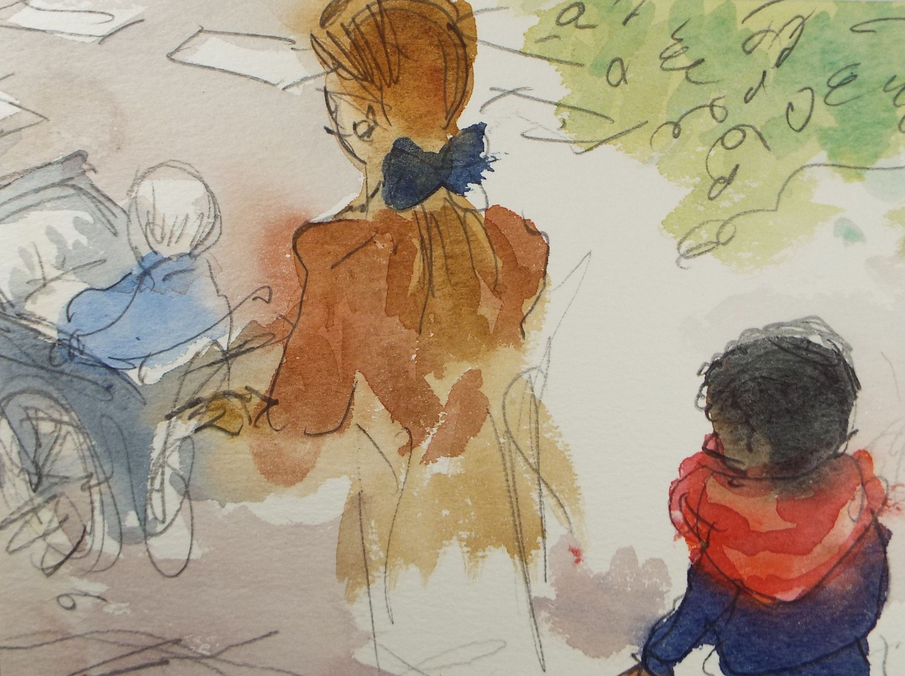 Original Watercolour, 'Figures with Pram', 1960's, William D Clyne (1922-1981)