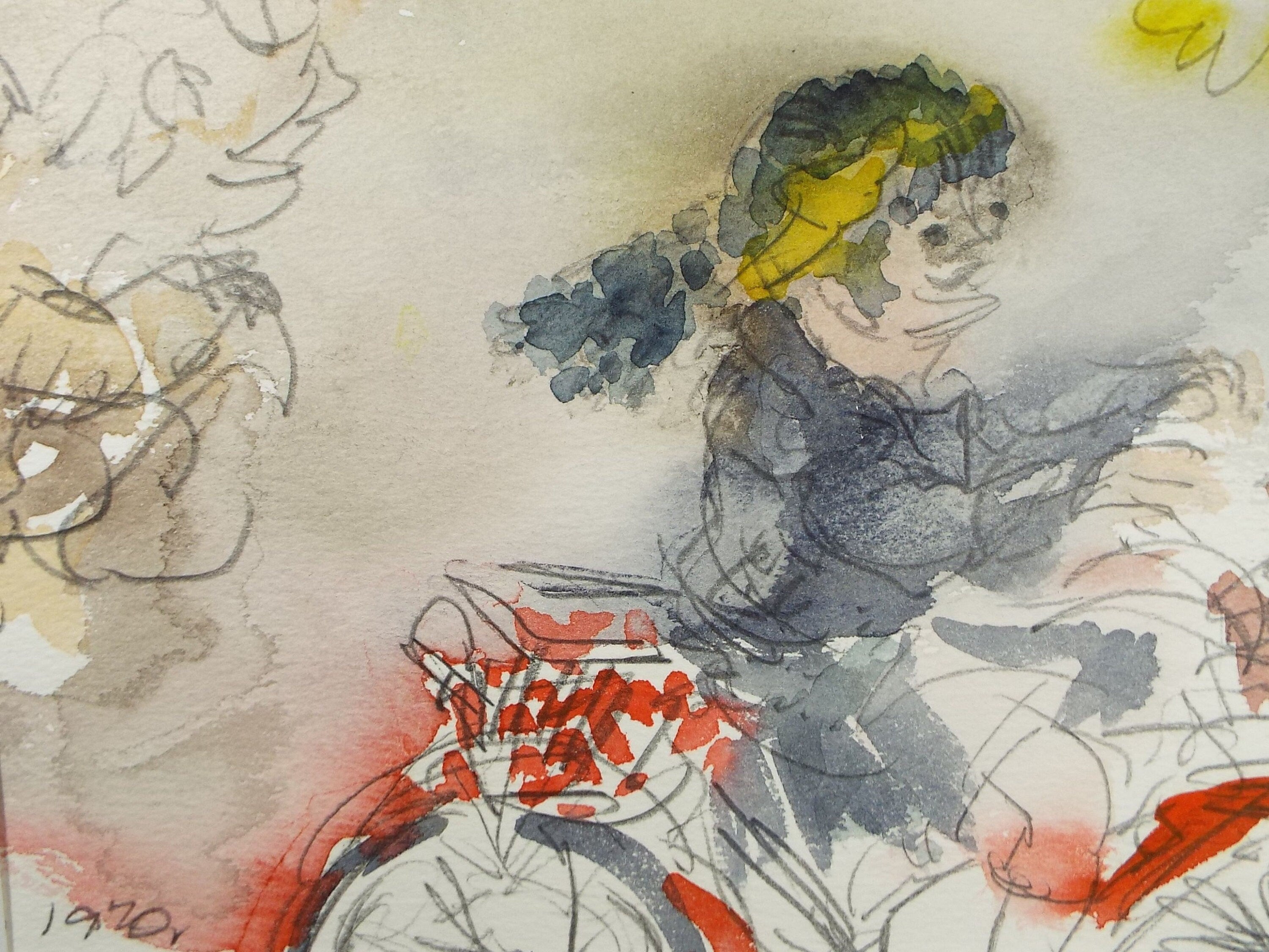 Original Watercolour, 'Figure on a Motorcycle', Dated 1970, William D Clyne (1922-1981)