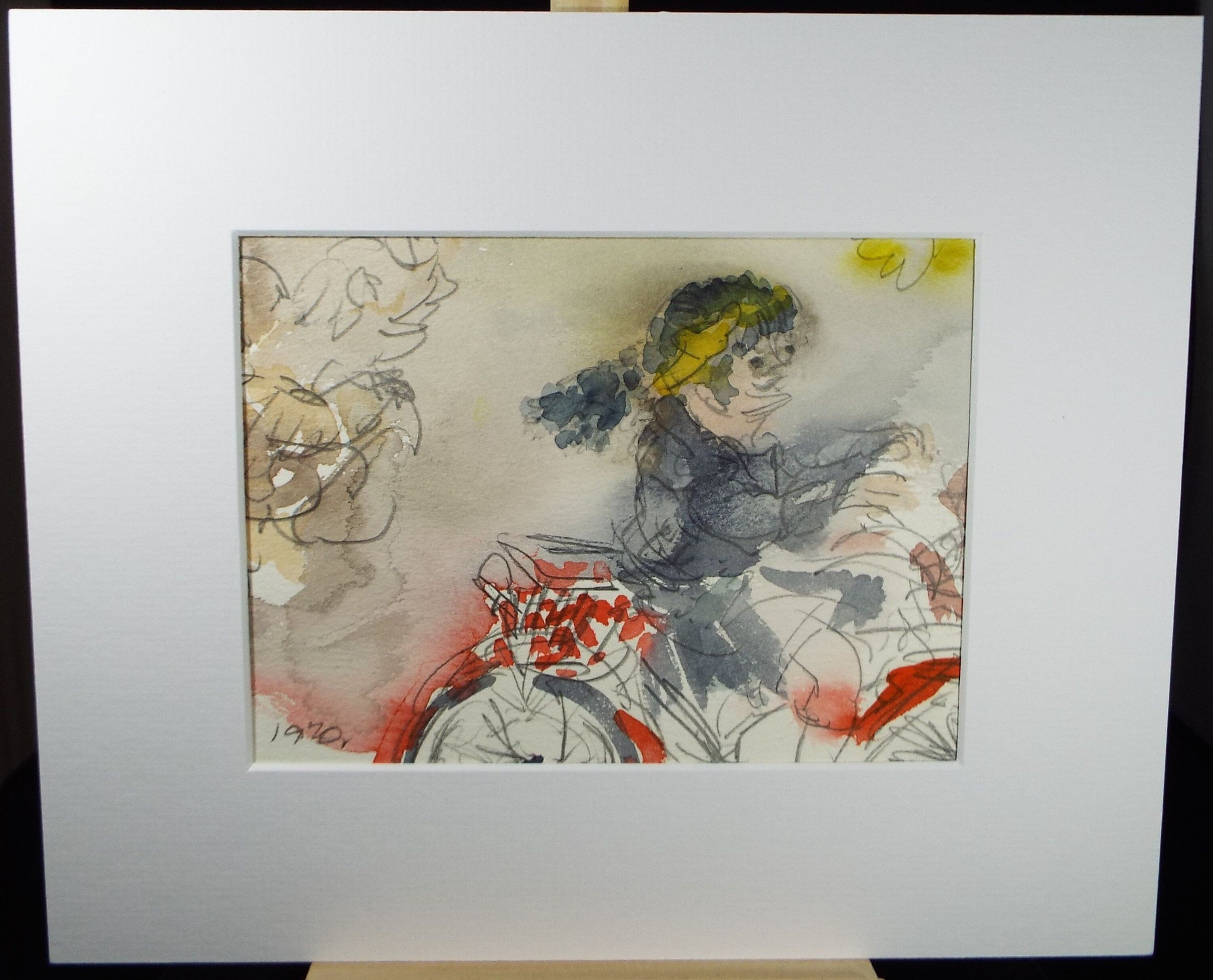 Original Watercolour, 'Figure on a Motorcycle', Dated 1970, William D Clyne (1922-1981)