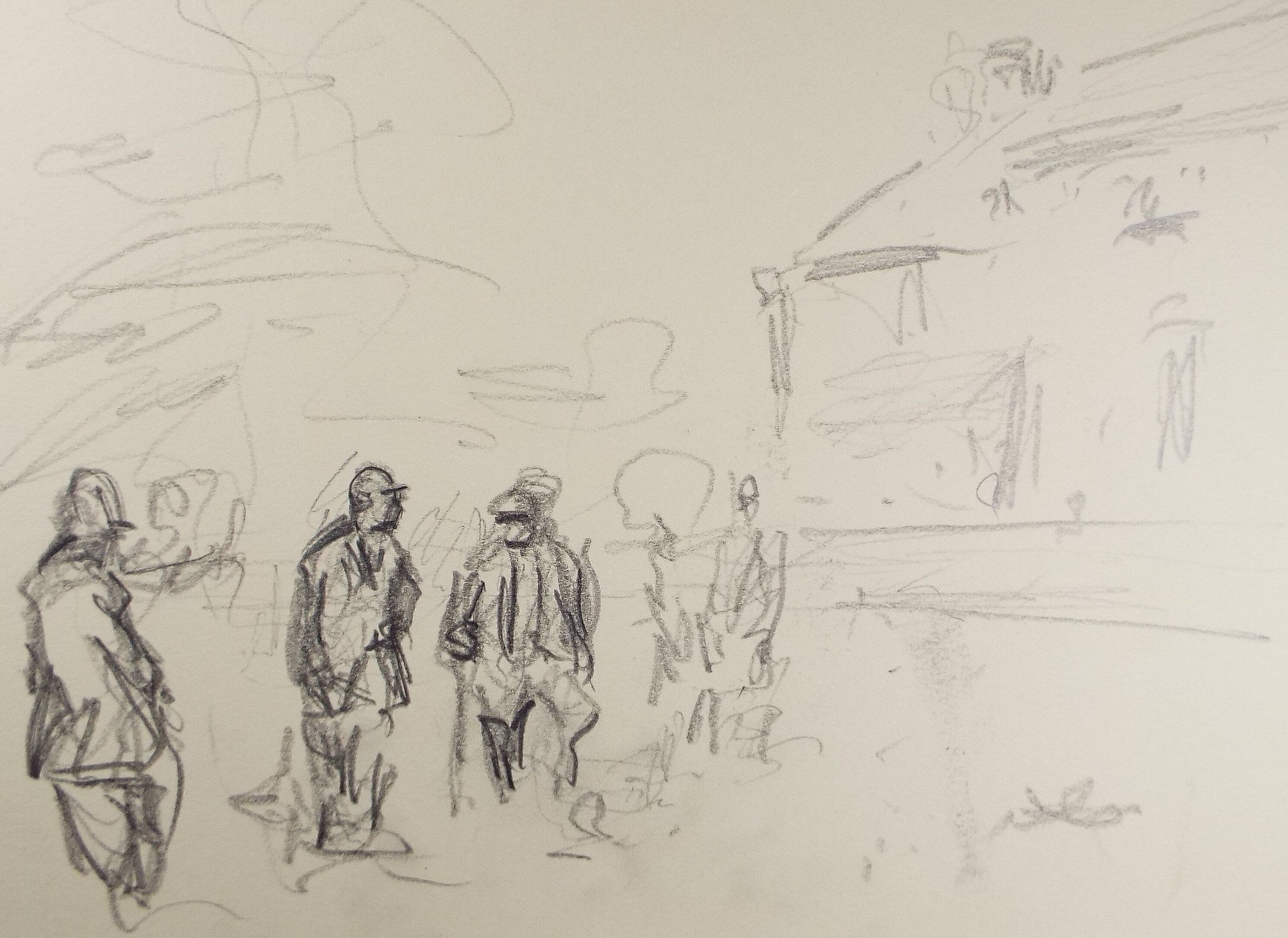 Original Pencil Sketch, Michael Lyne (1912-1989), 'Hunting figures', Mid 20th Century