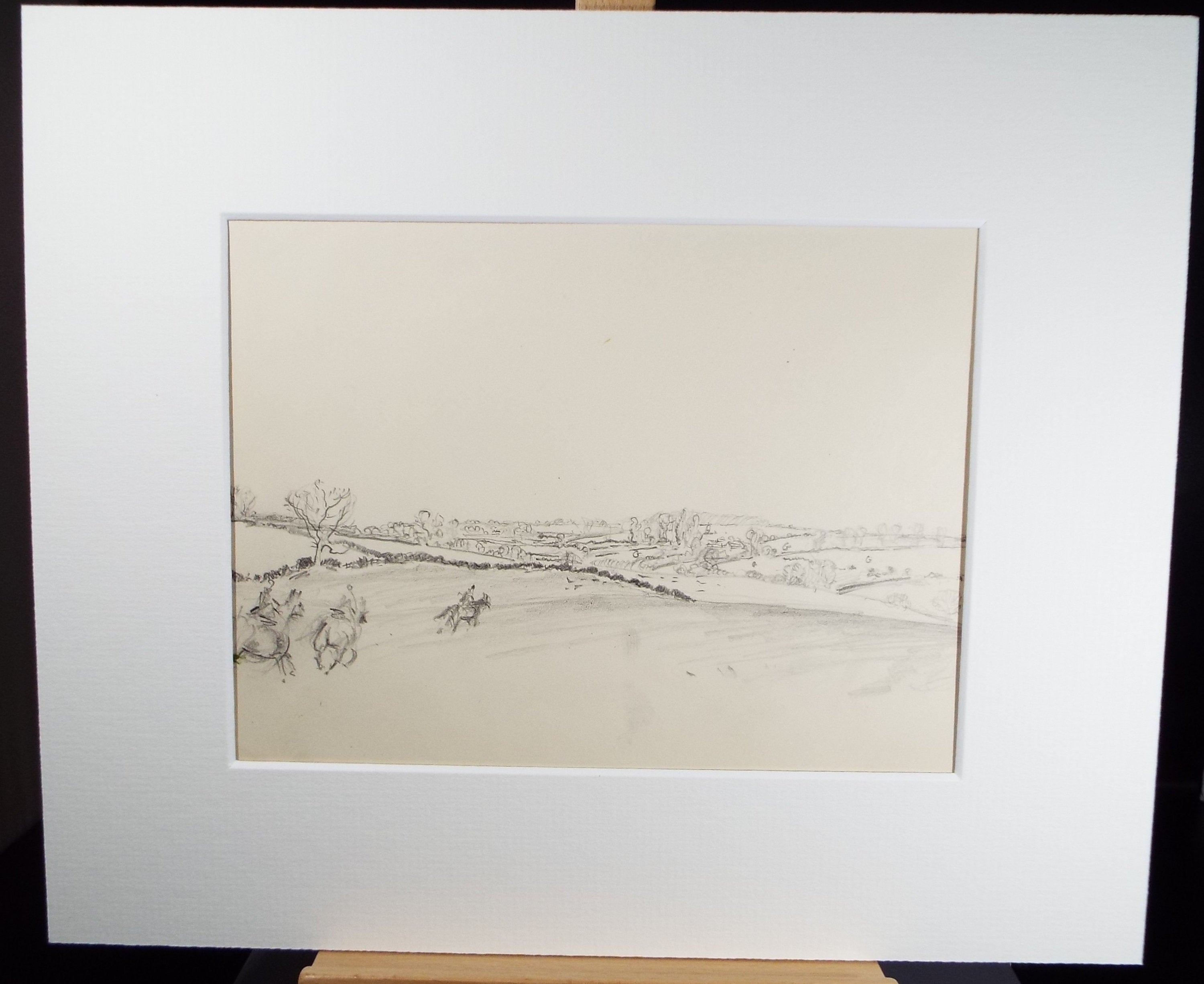 Original Pencil Sketch, Michael Lyne (1912-1989), 'On the Hunt', Mid 20th Century