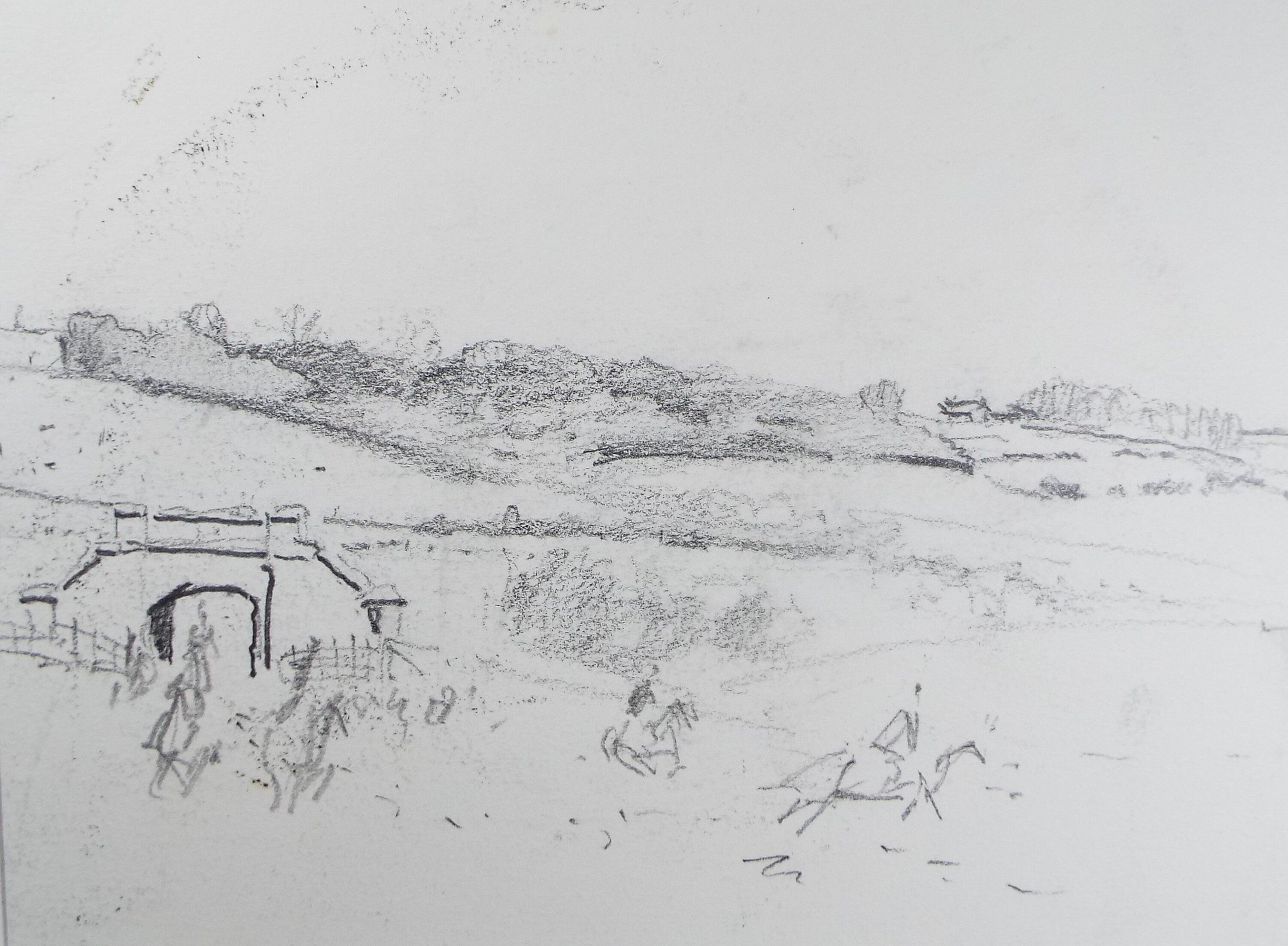 Original Pencil Sketch, Michael Lyne (1912-1989), 'Hunting through a Tunnel', Mid 20th Century