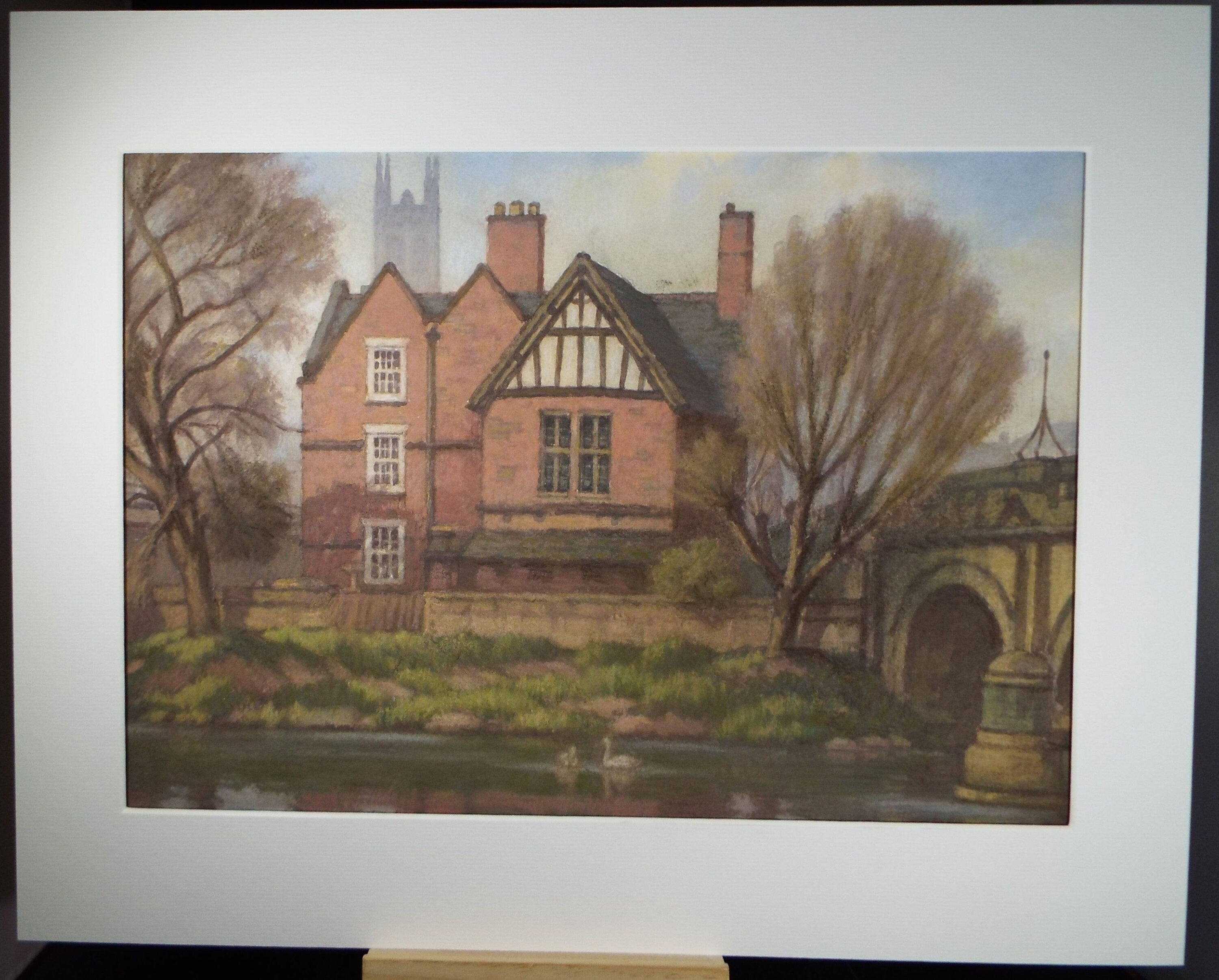 Original Pastel Drawing on Paper, 'Bridge Chapel House, Derby', Edward Albert Hickling (1913-1998), Circa 1950's