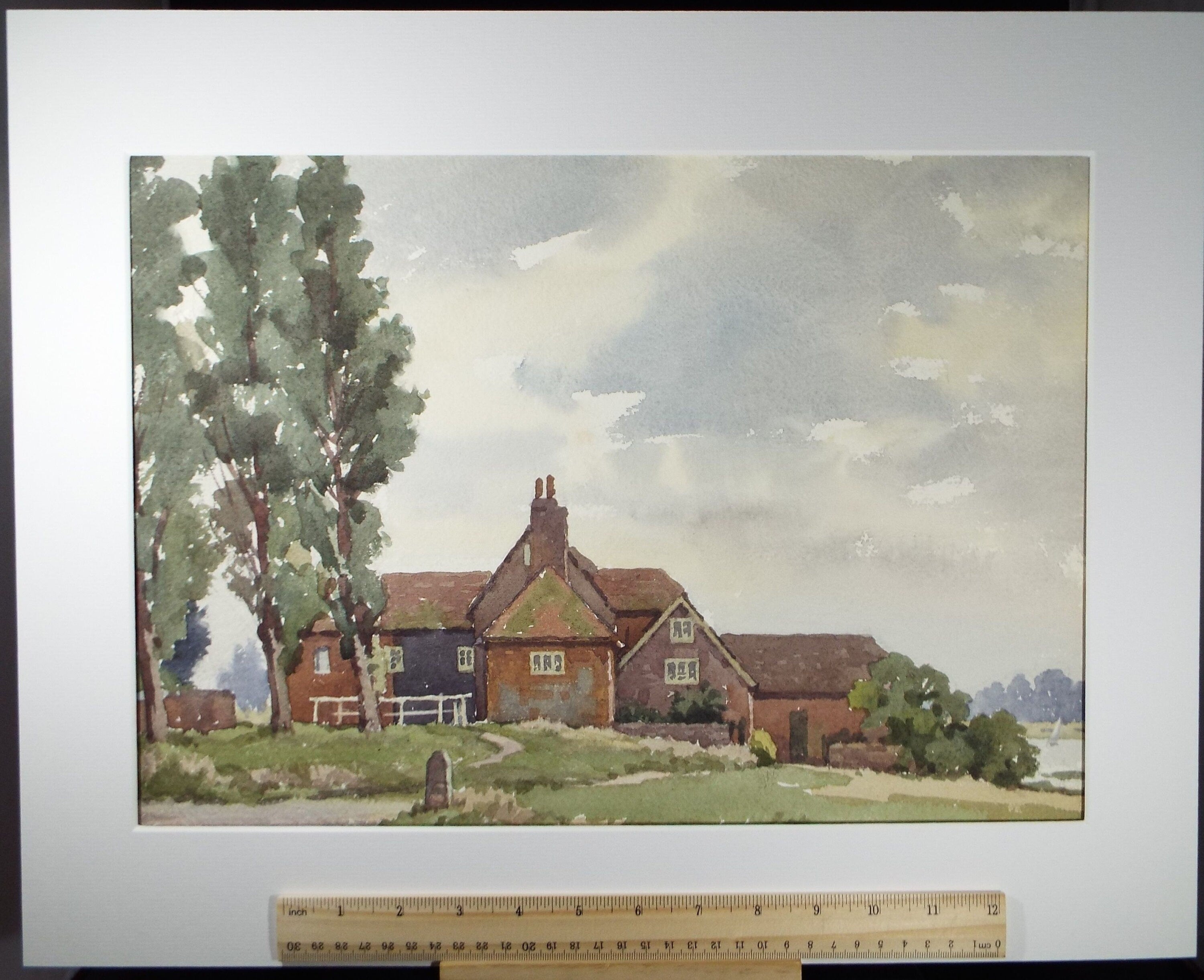 Original Watercolour on Paper, 'Farmhouse, Bosham', Edward Albert Hickling (1913-1998), Circa 1950's