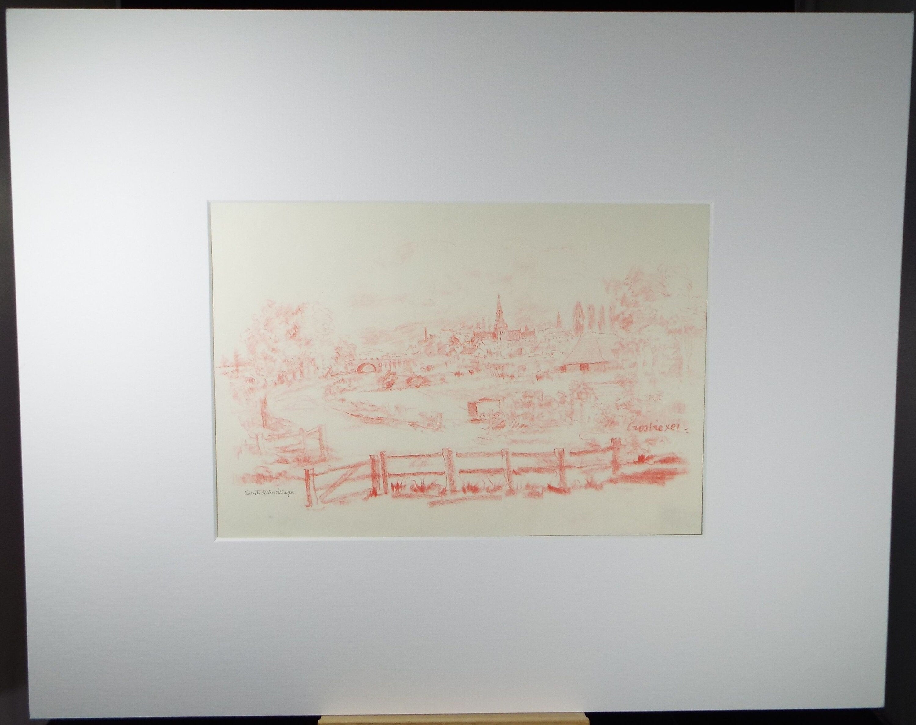 Original Pastel Drawing, 'South of the Village', William Crosbie RSA, RGI (1915-1999) dated 1991