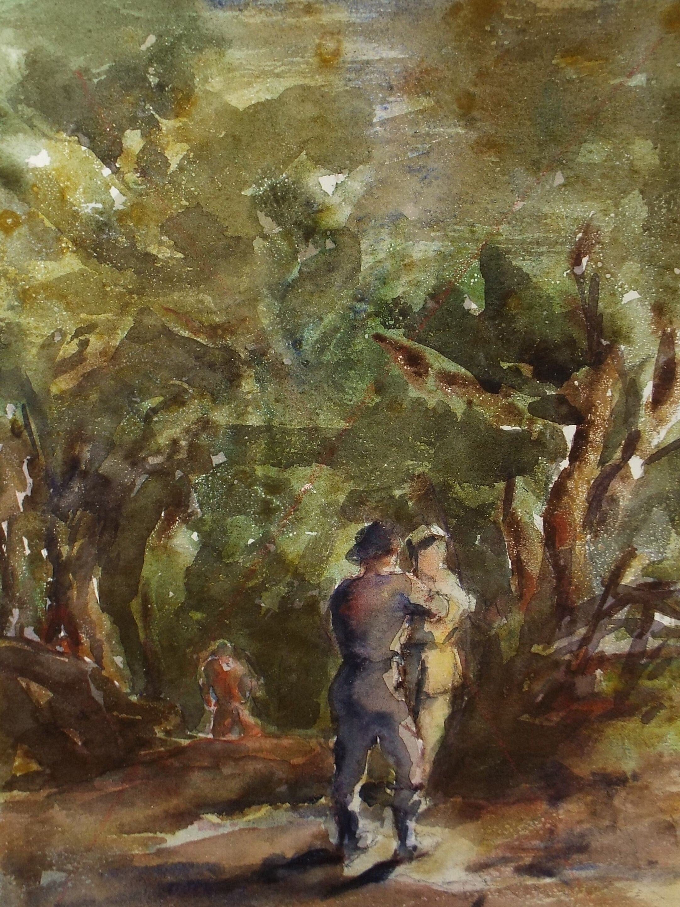 Original Watercolour, 'Figures in Woodland', c1950's - Robert Case (20th Century British)