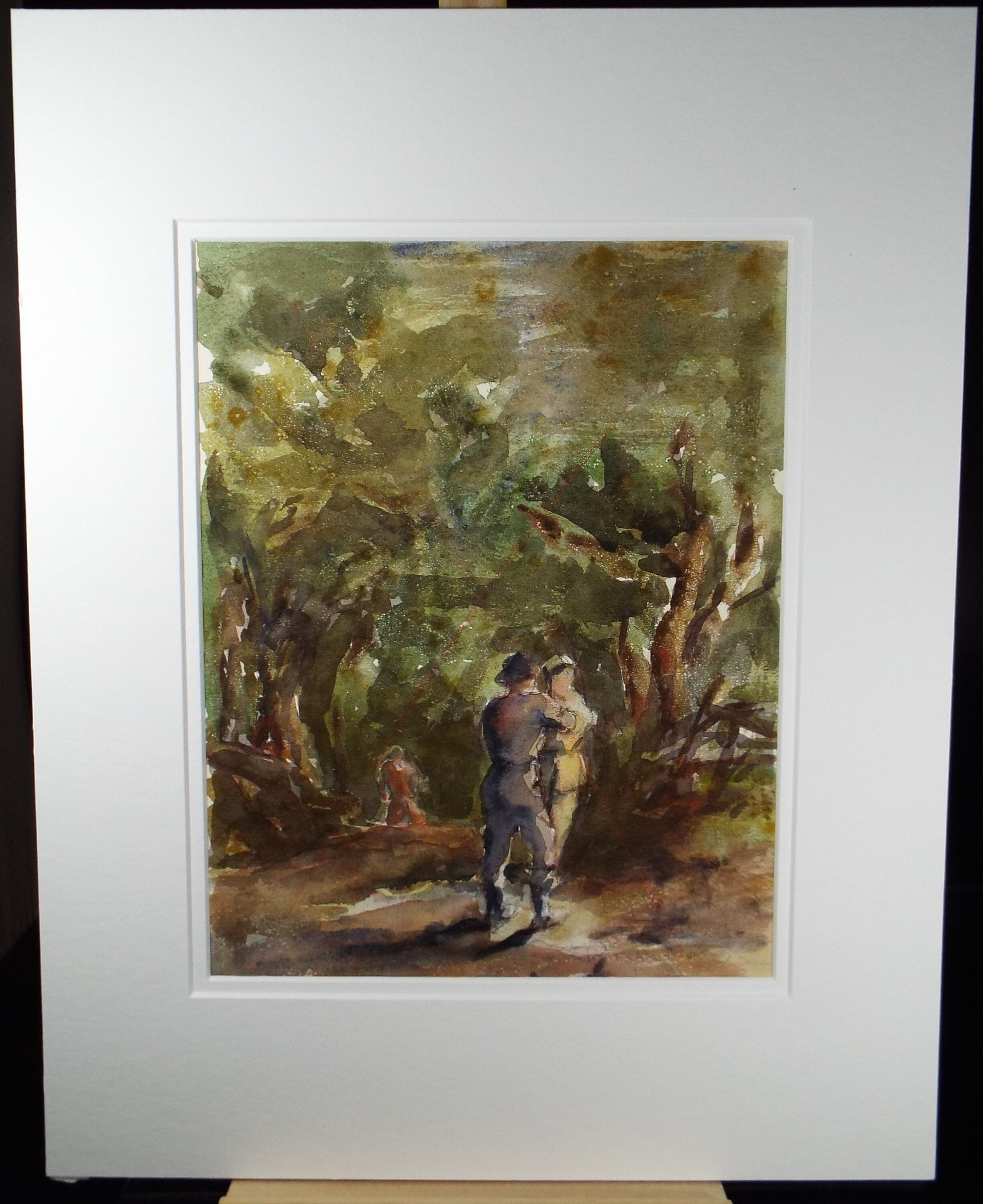 Original Watercolour, 'Figures in Woodland', c1950's - Robert Case (20th Century British)