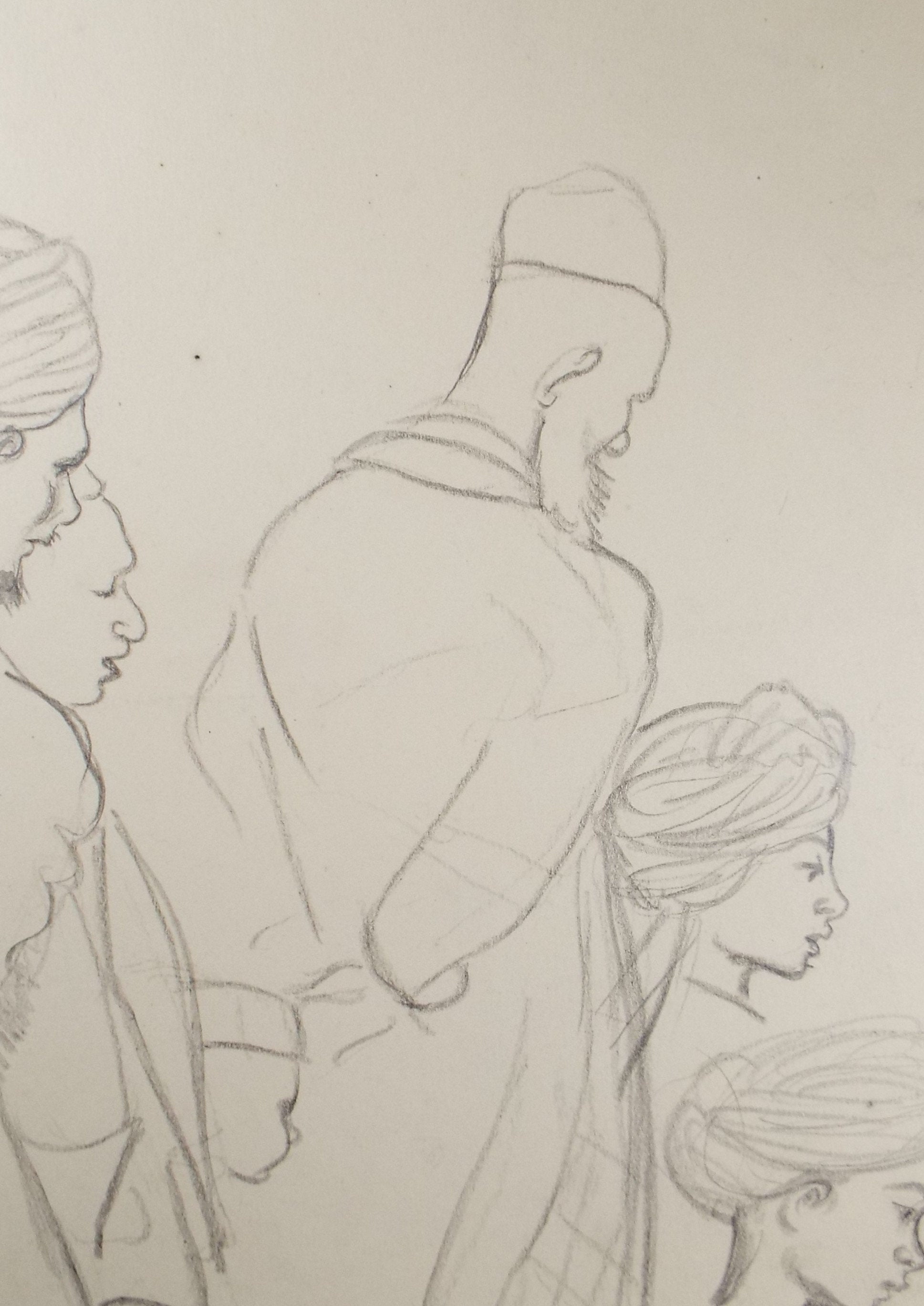 Original pencil sketch, 'Indian Figure Study', Susan Beatrice Pearce (1878-1980), Circa 1920