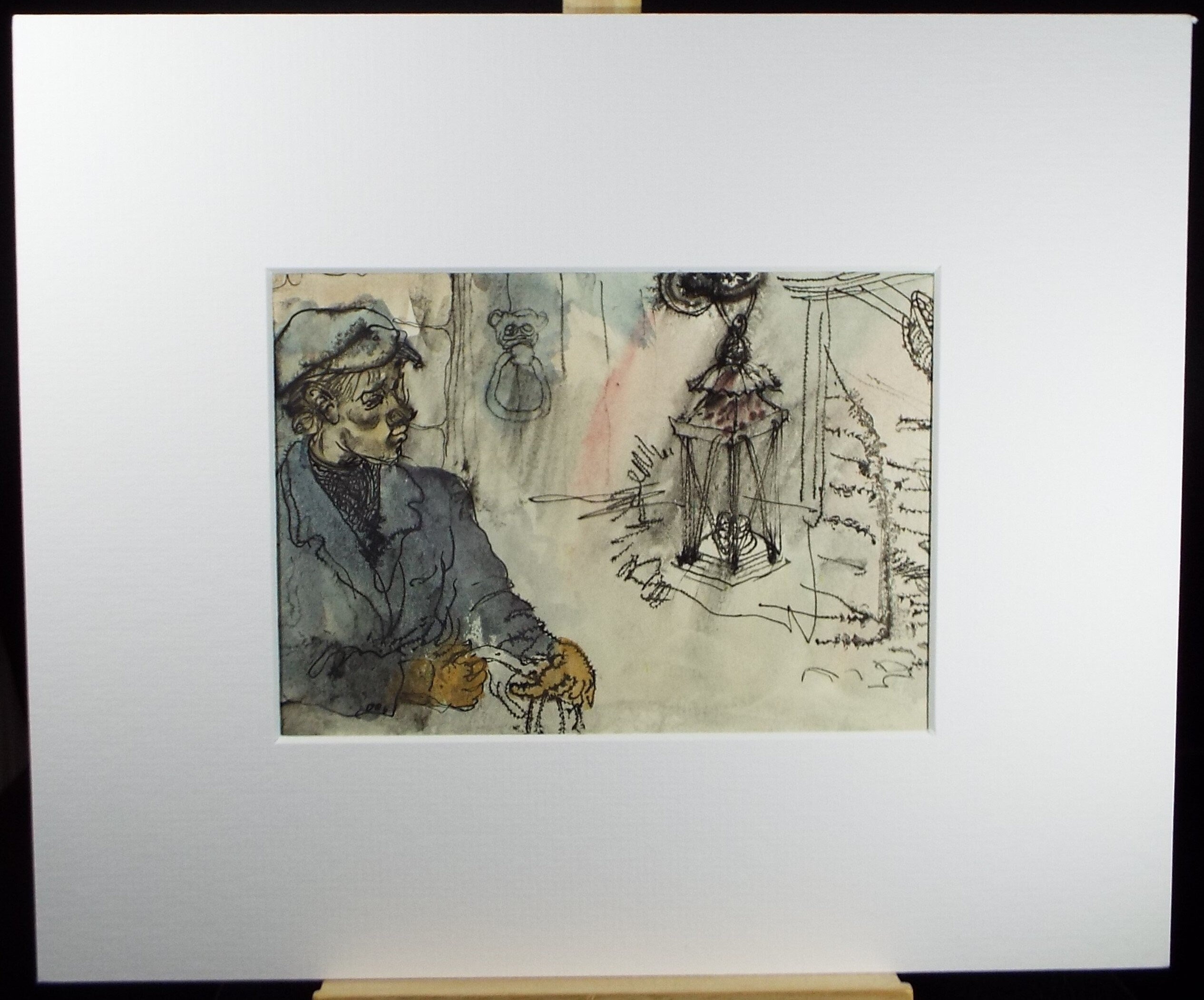 Original Watercolour, 'Figure with a lamp', Circa 1950's, William D Clyne (1922-1981)