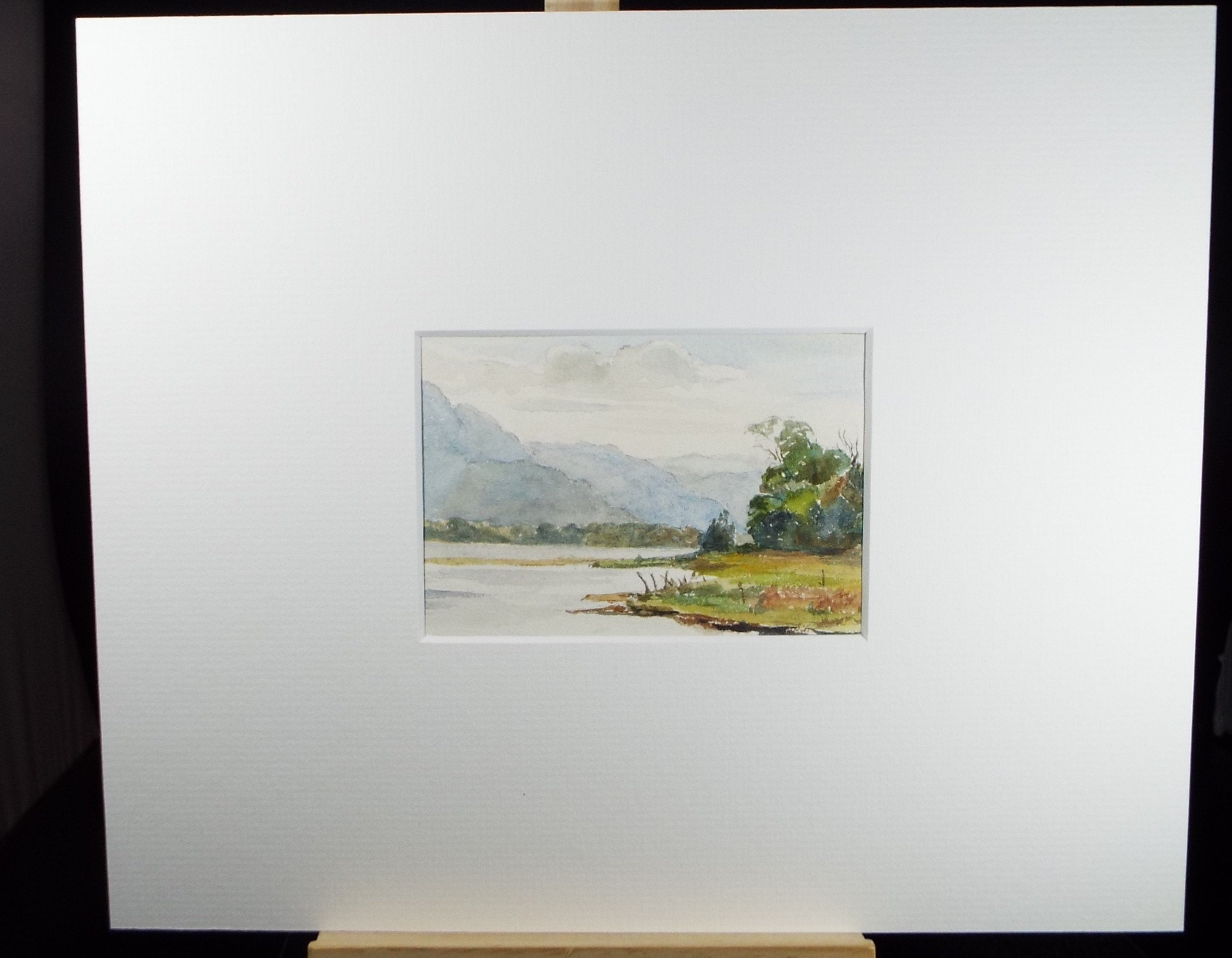 Original Watercolour on Paper,'Lake with Distant Mountains', Circa 1930's , Artist Unknown