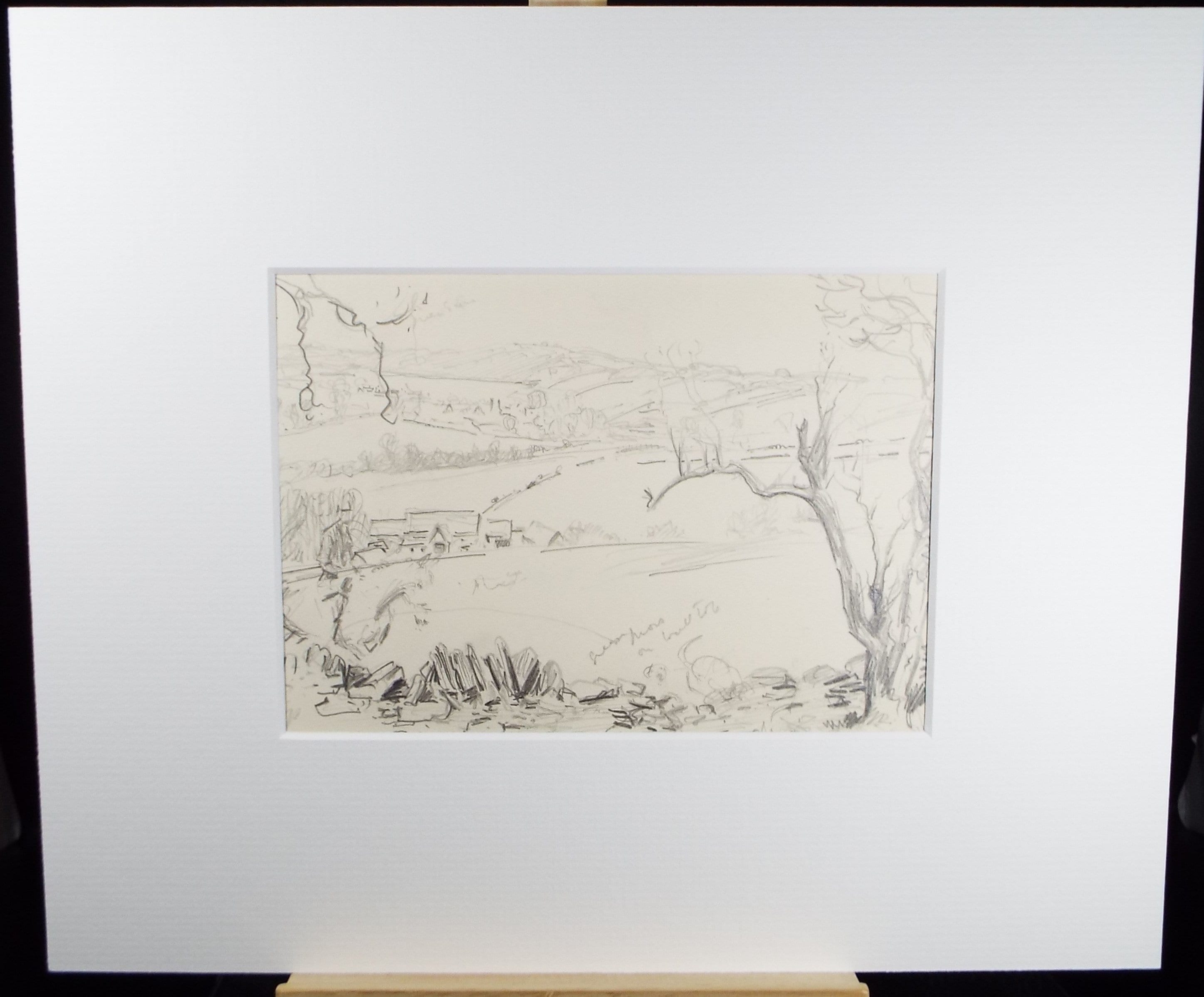 Original Pencil Sketch, Michael Lyne (1912-1989), 'Landscape with Rider', Mid 20th Century