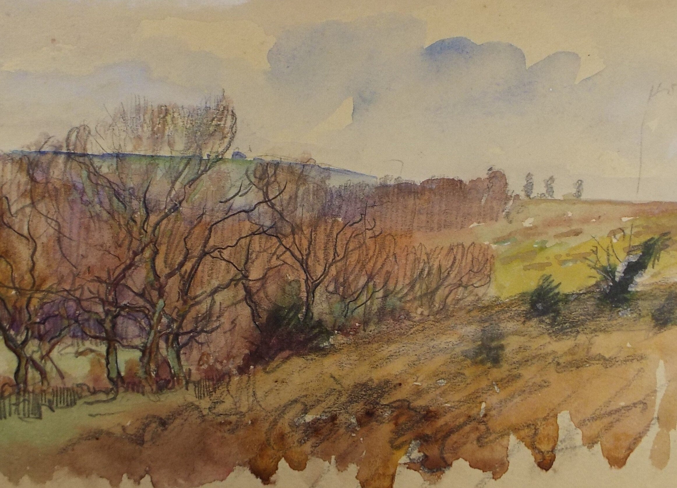 Original Watercolour Sketch, Michael Lyne (1912-1989), 'Moorside in Autumn', Mid 20th Century