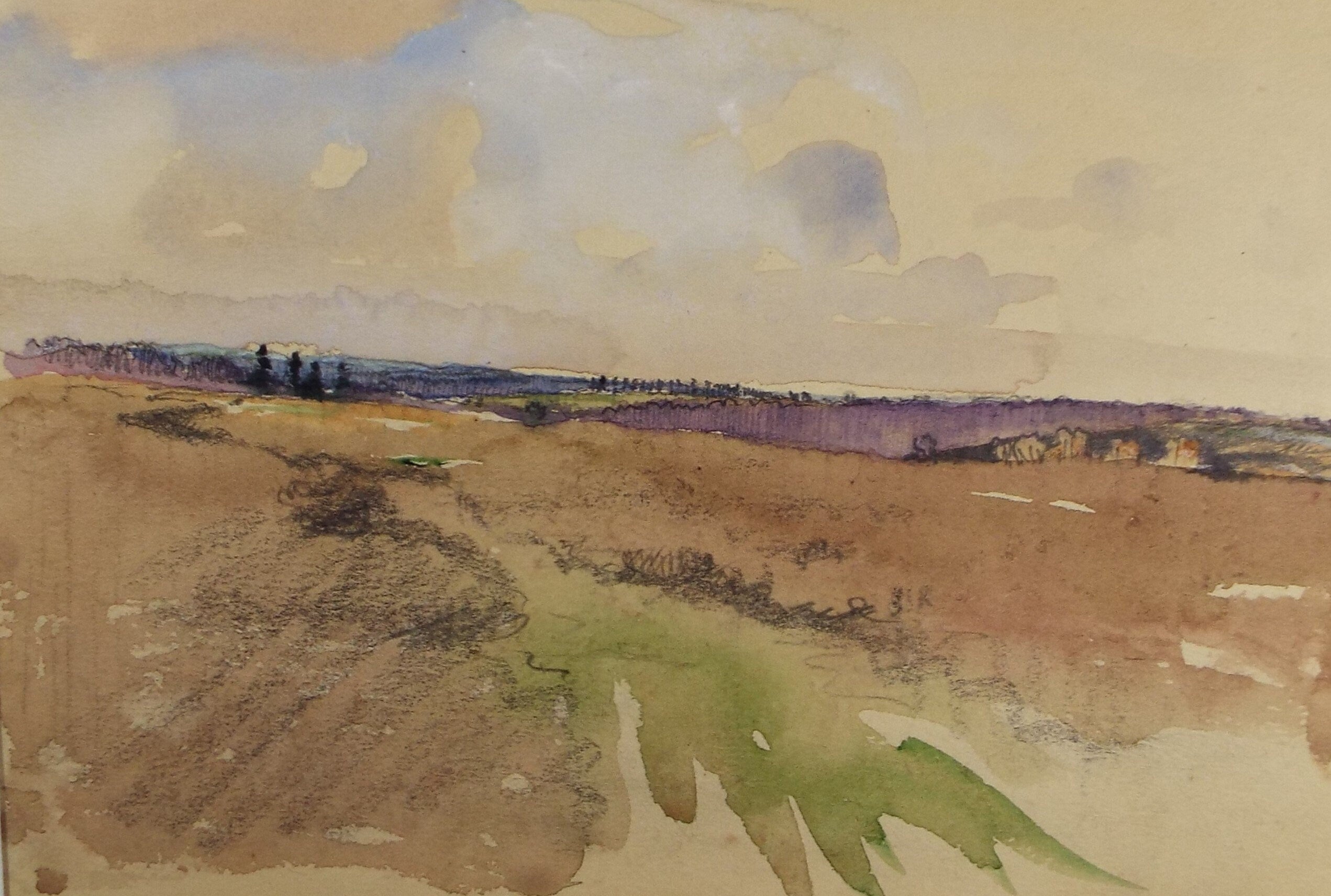 Original Watercolour Sketch, Michael Lyne (1912-1989), 'Heather Moorland', Mid 20th Century