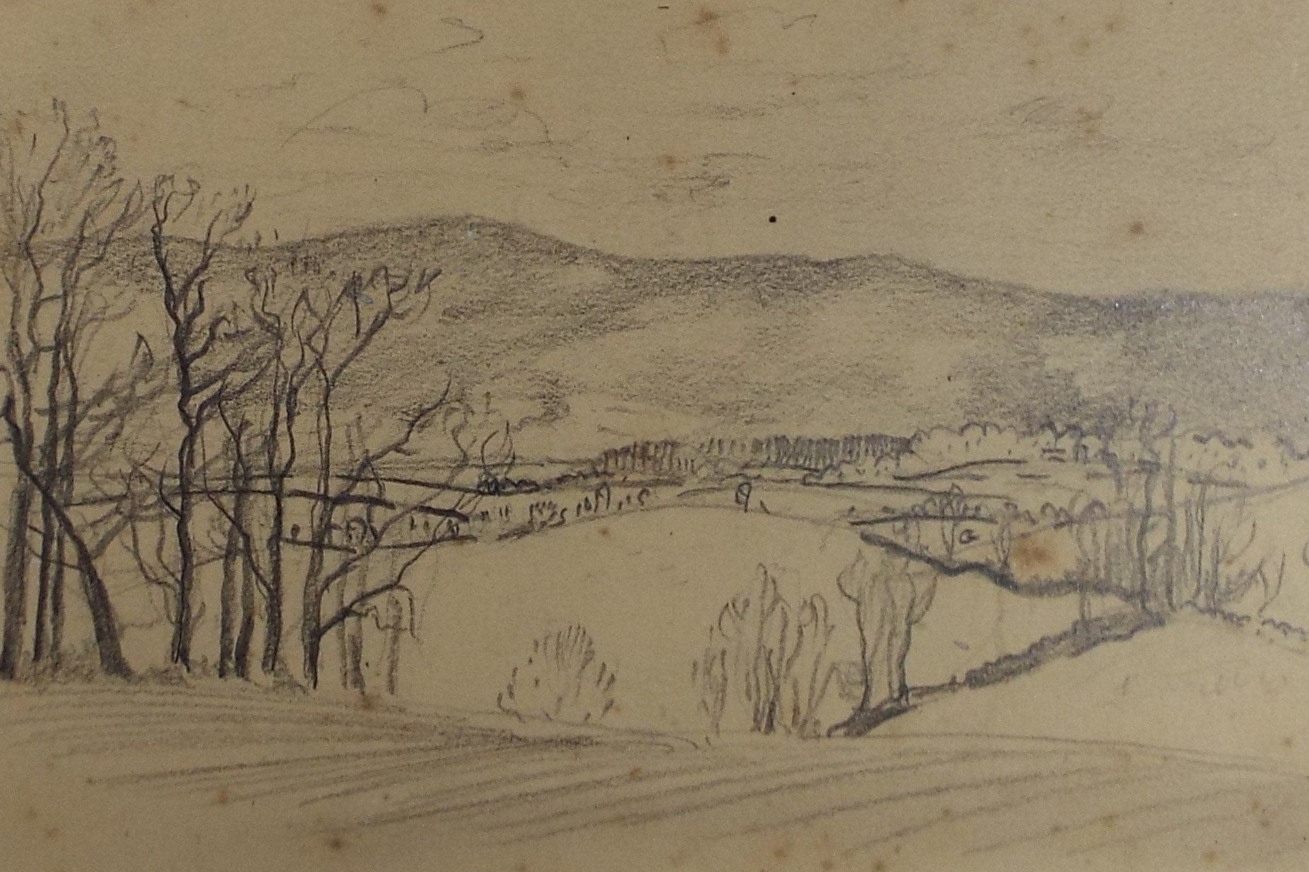 Original Pencil Sketch, Michael Lyne (1912-1989), 'Country View', Mid 20th Century