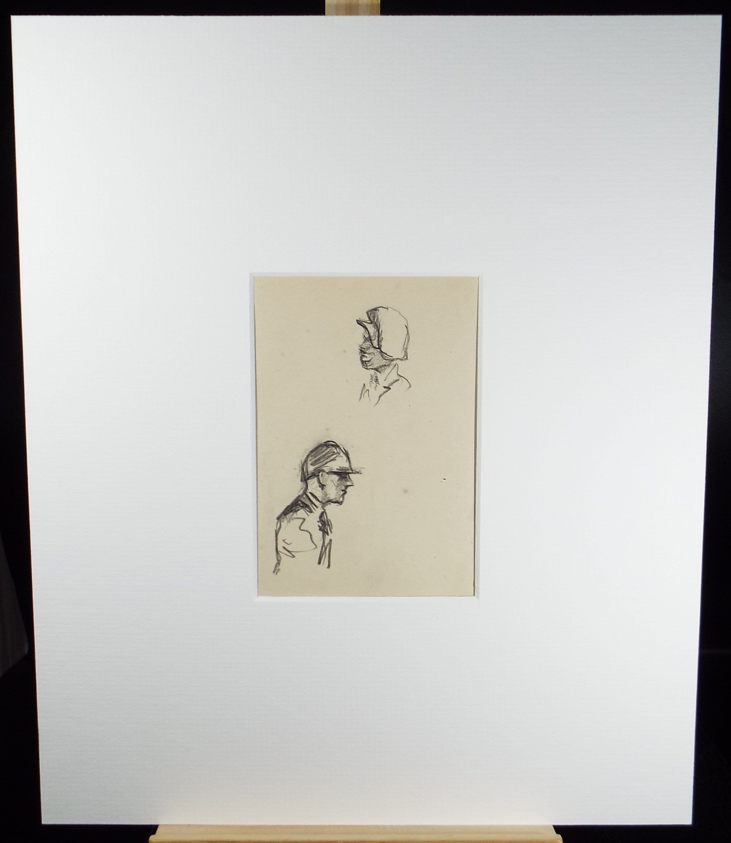 Original Pencil Sketch, Michael Lyne (1912-1989), 'Two Figures', Mid 20th Century