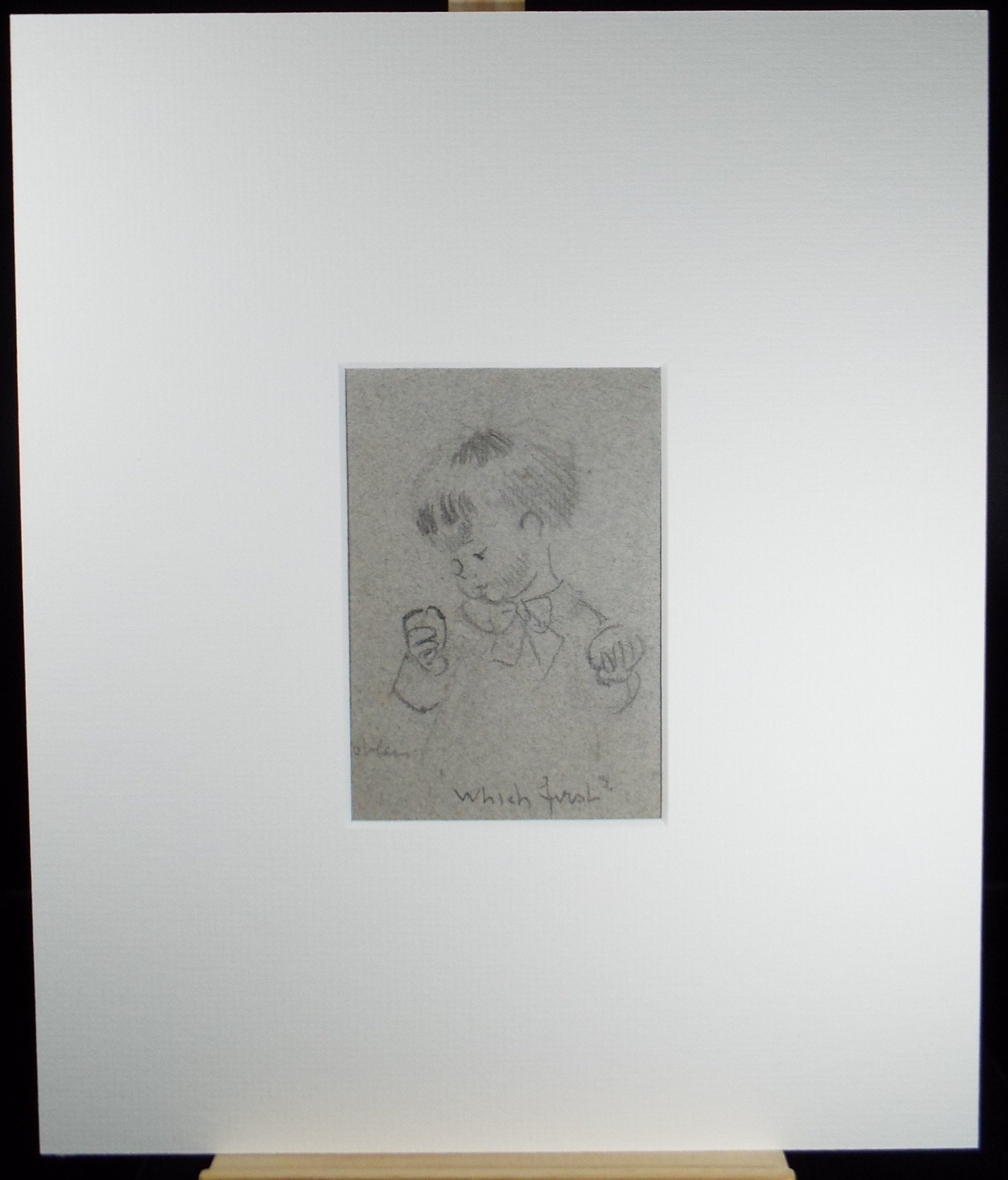 Original pencil sketch, 'Which First?', Susan Beatrice Pearce (1878-1980), Circa 1910