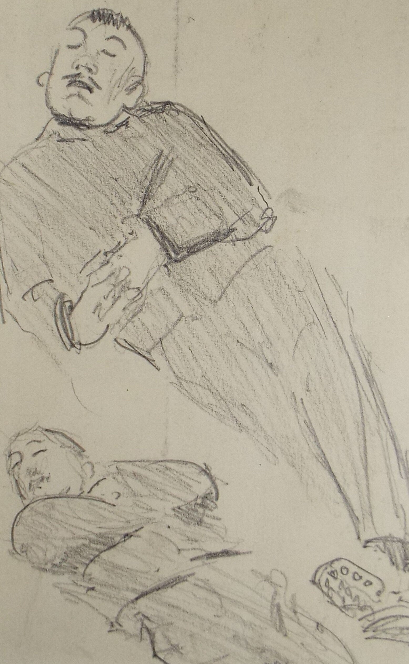 Original pencil sketch, 'Sleeping Man' ', Susan Beatrice Pearce (1878-1980), Circa 1910