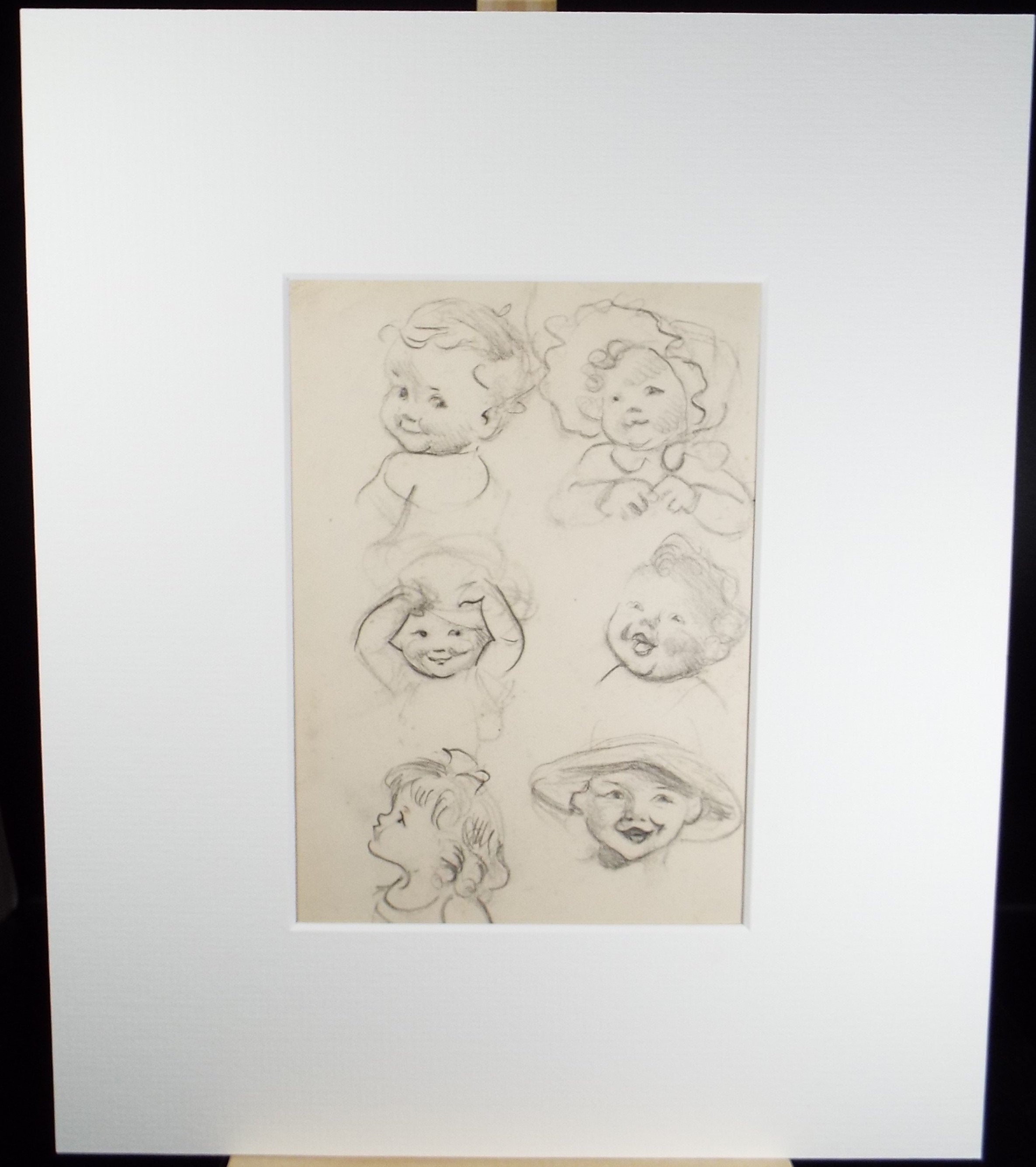 Original pencil sketch, 'Baby Studies', Susan Beatrice Pearce (1878-1980), Circa 1910