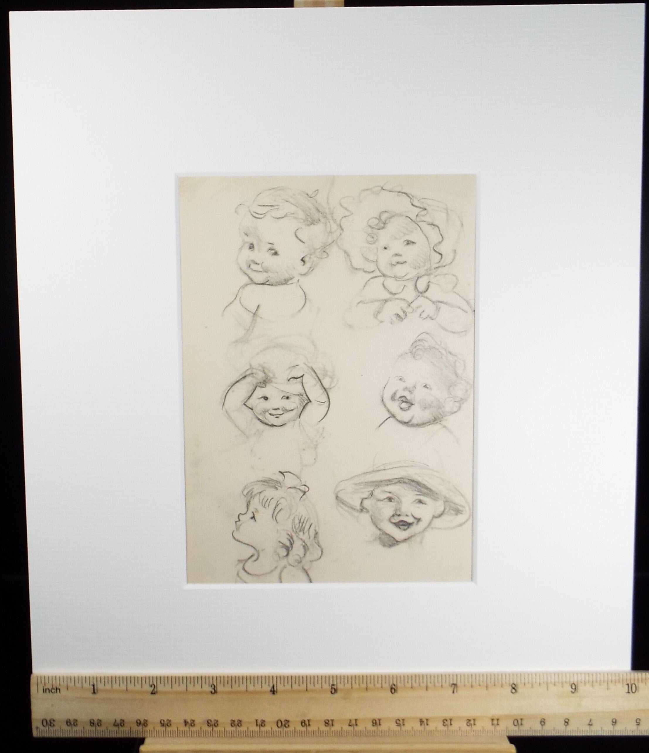 Original pencil sketch, 'Baby Studies', Susan Beatrice Pearce (1878-1980), Circa 1910