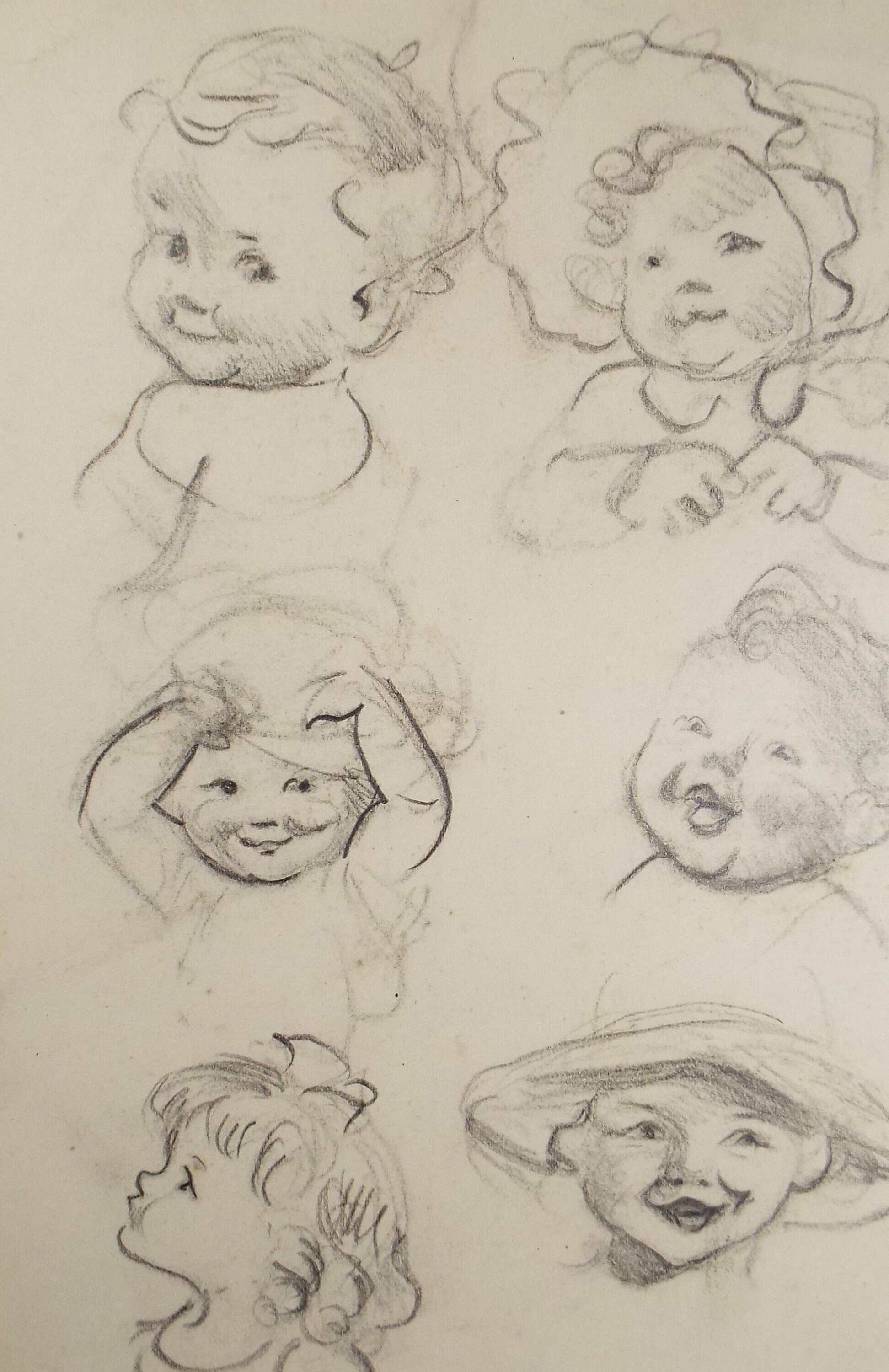 Original pencil sketch, 'Baby Studies', Susan Beatrice Pearce (1878-1980), Circa 1910