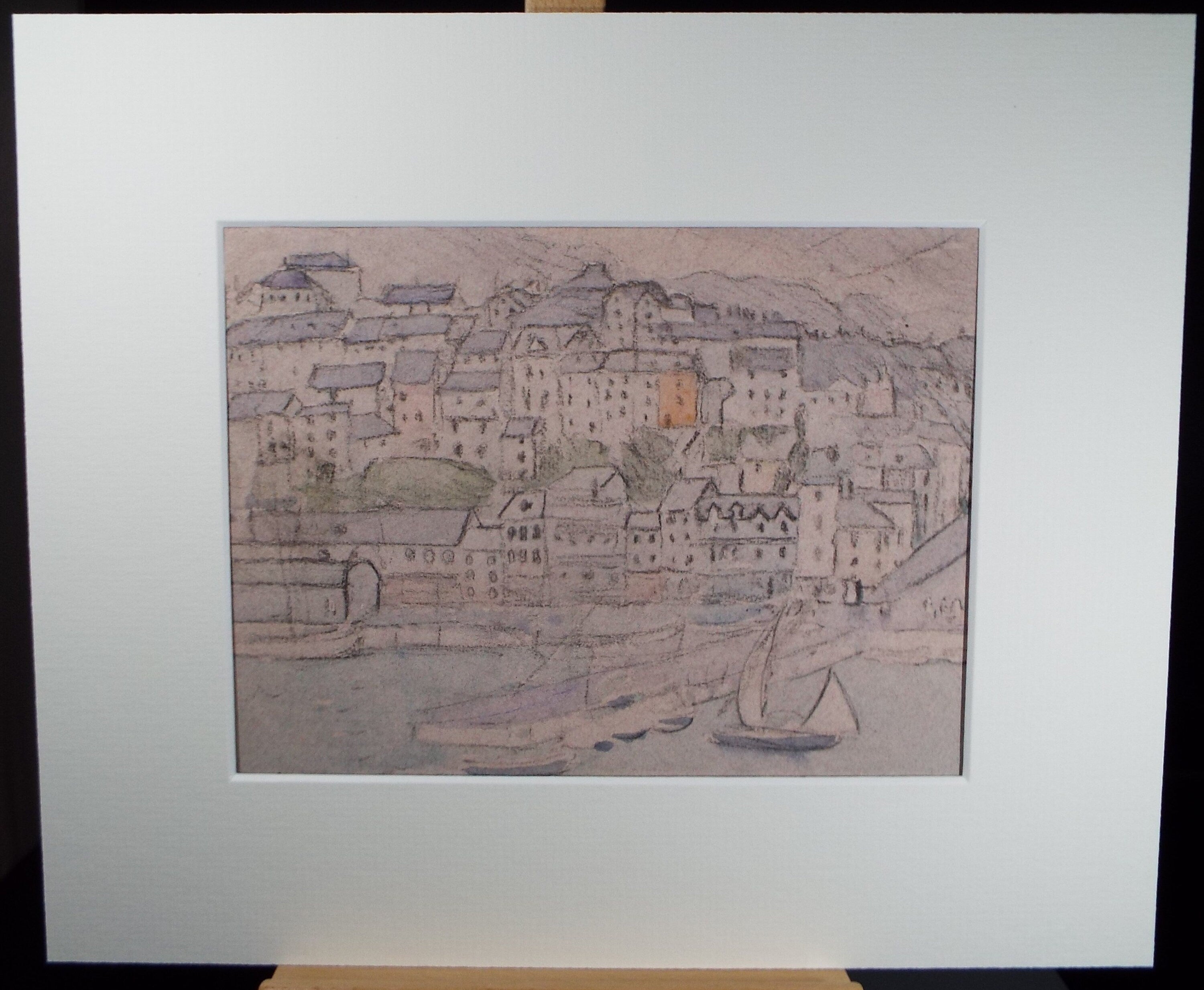 Original pencil sketch, 'Fishing Village', Susan Beatrice Pearce (1878-1980), Circa 1910