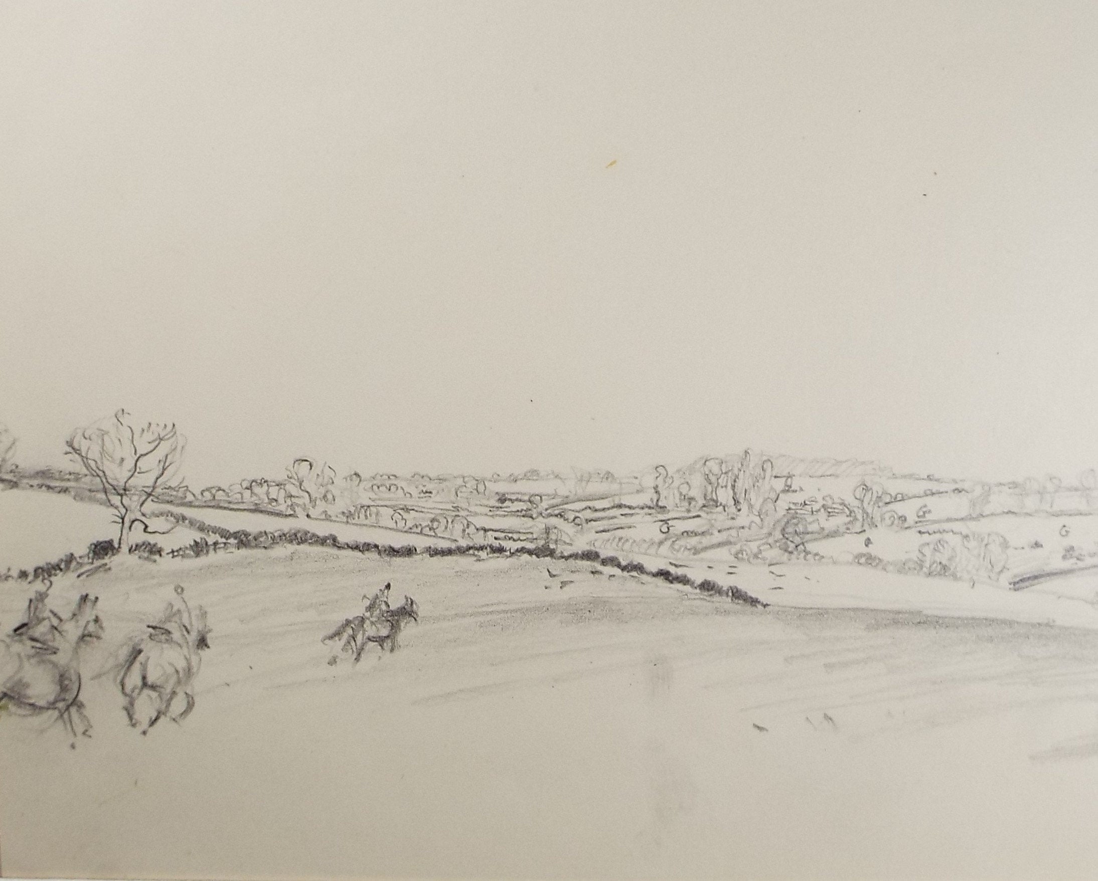 Original Pencil Sketch, Michael Lyne (1912-1989), 'On the Hunt', Mid 20th Century