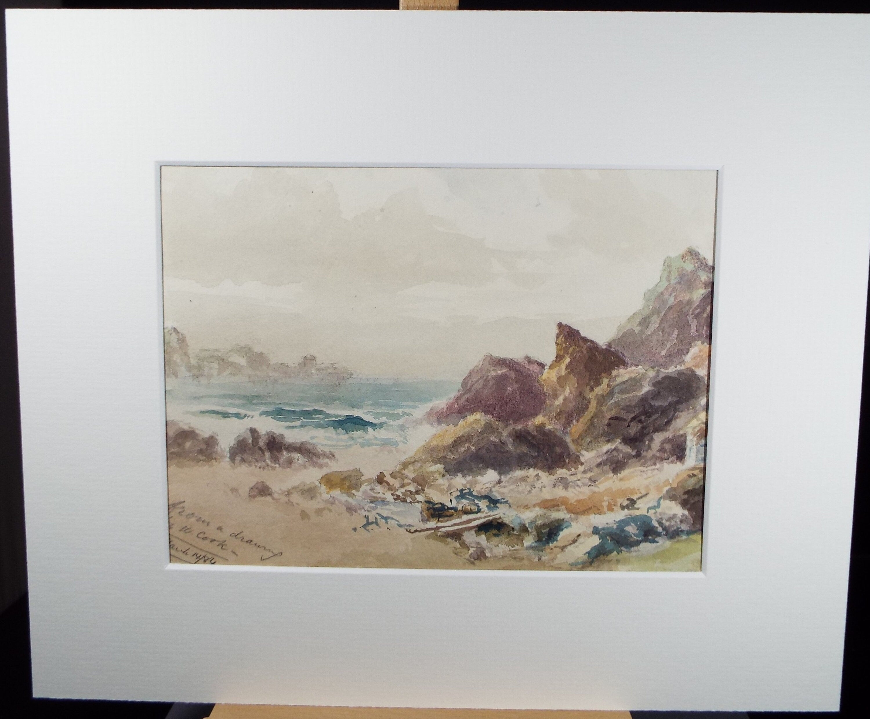 Original Watercolour, ' Rocky Coast', Dated 1884