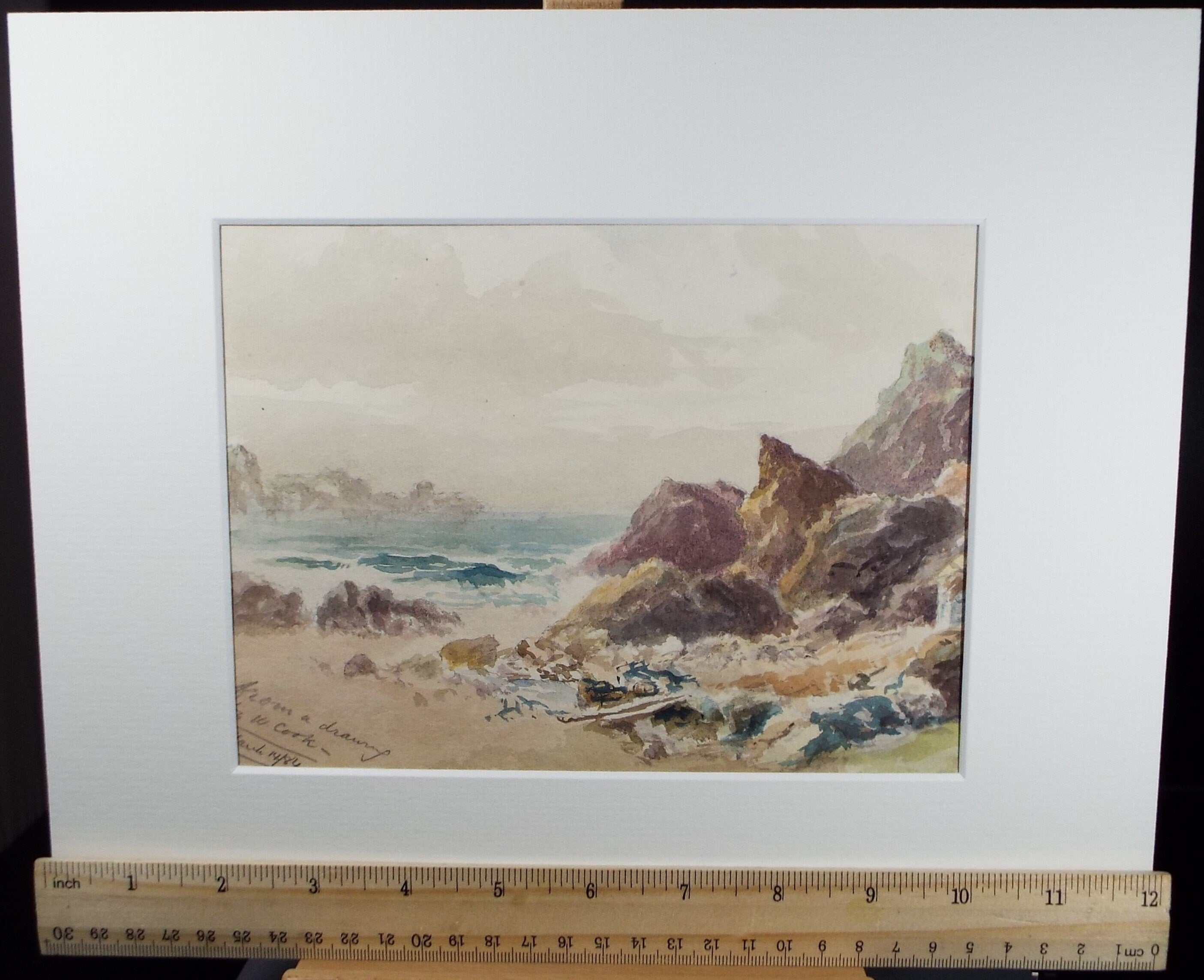 Original Watercolour, ' Rocky Coast', Dated 1884