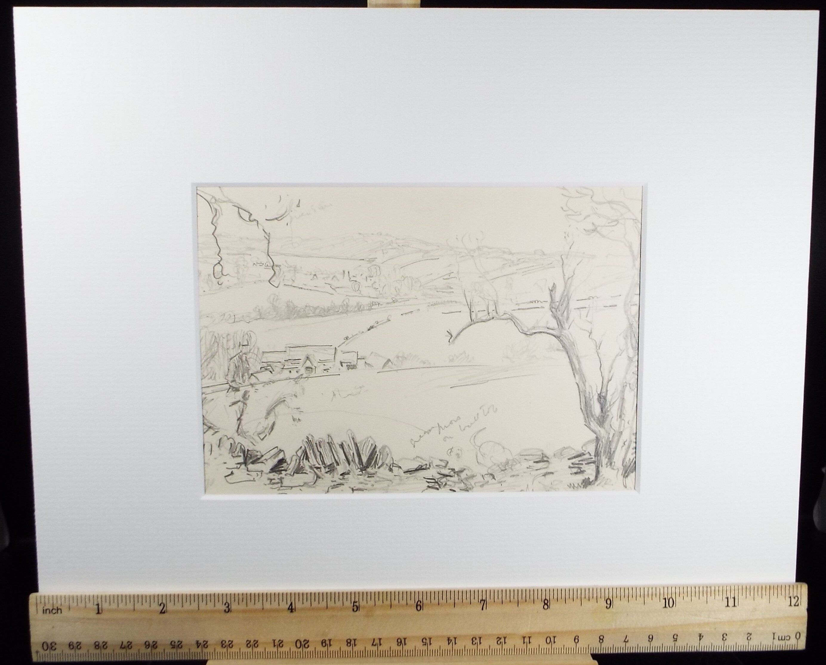 Original Pencil Sketch, Michael Lyne (1912-1989), 'Landscape with Rider', Mid 20th Century